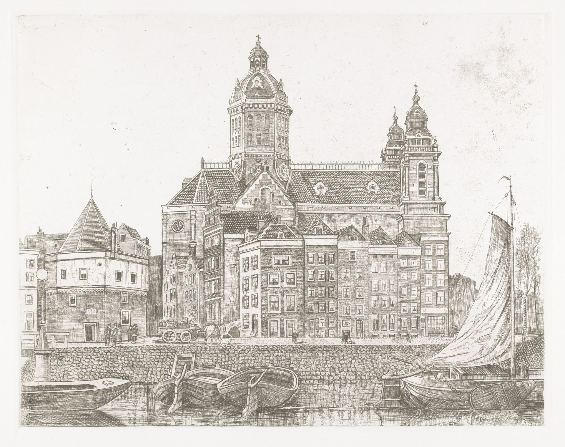 Gezicht op de Sint Nicolaaskerk en Schreierstoren in Amsterdam by Alex Boom