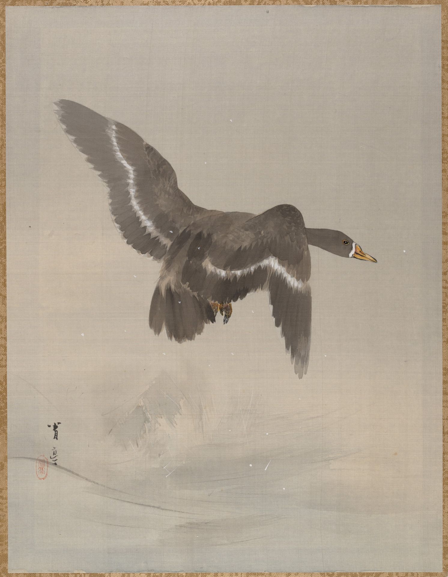 Flying Goose by Watanabe Seitei 渡辺省亭