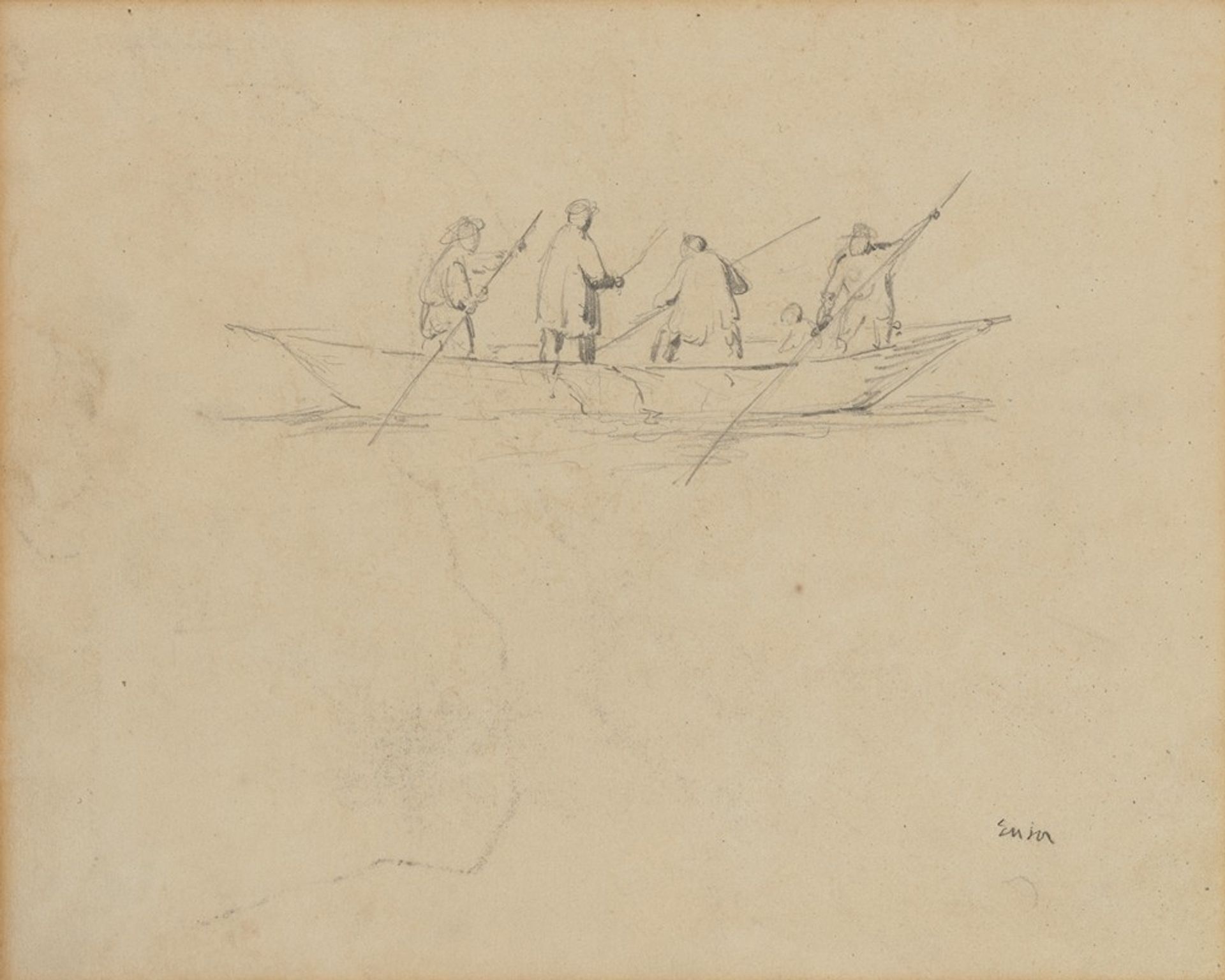 Vijf personages in een boot by James Ensor