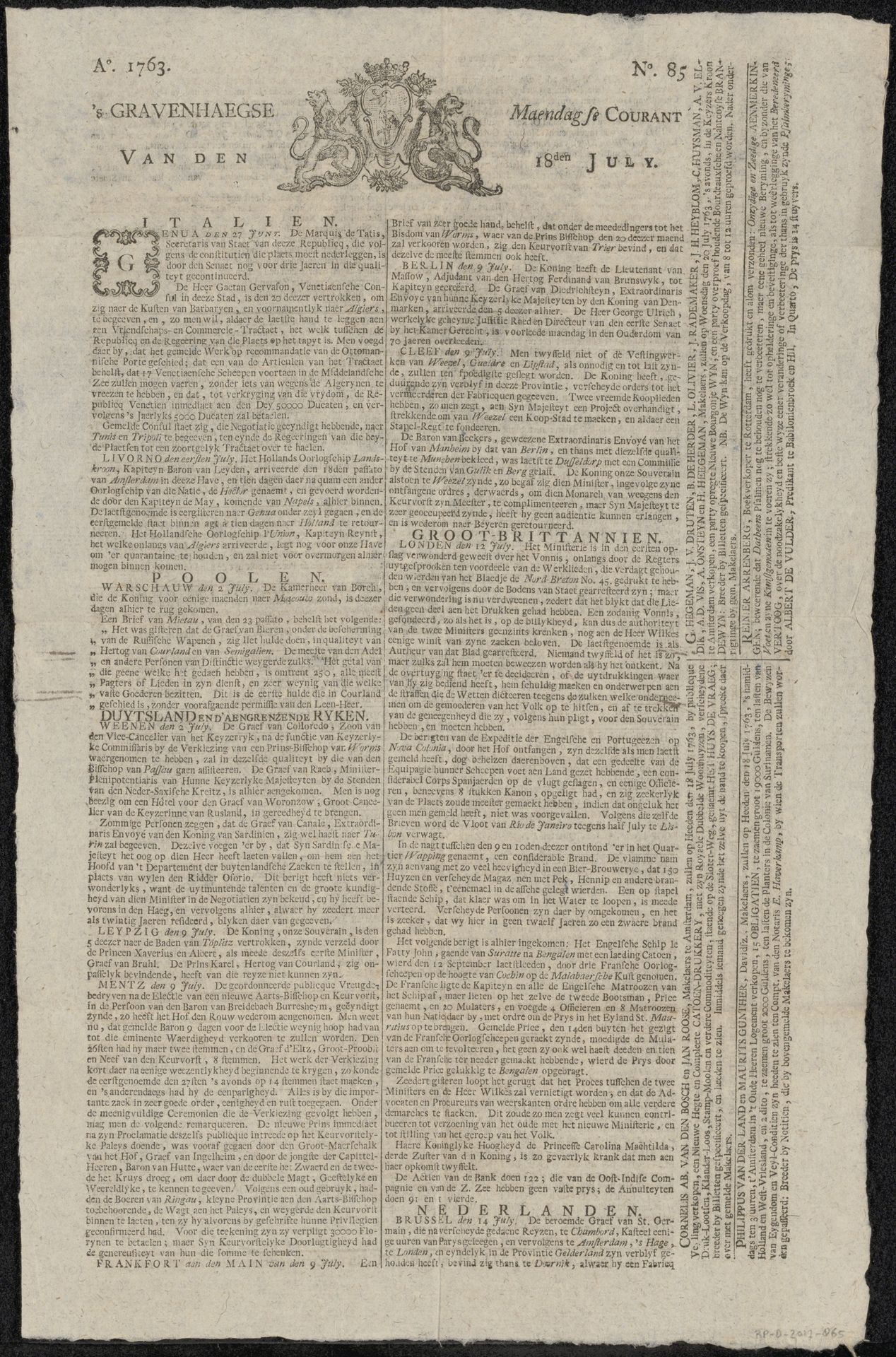 Krantenknipsel betreffende de schilderijenverzameling van Willem Lormier by Anonymous