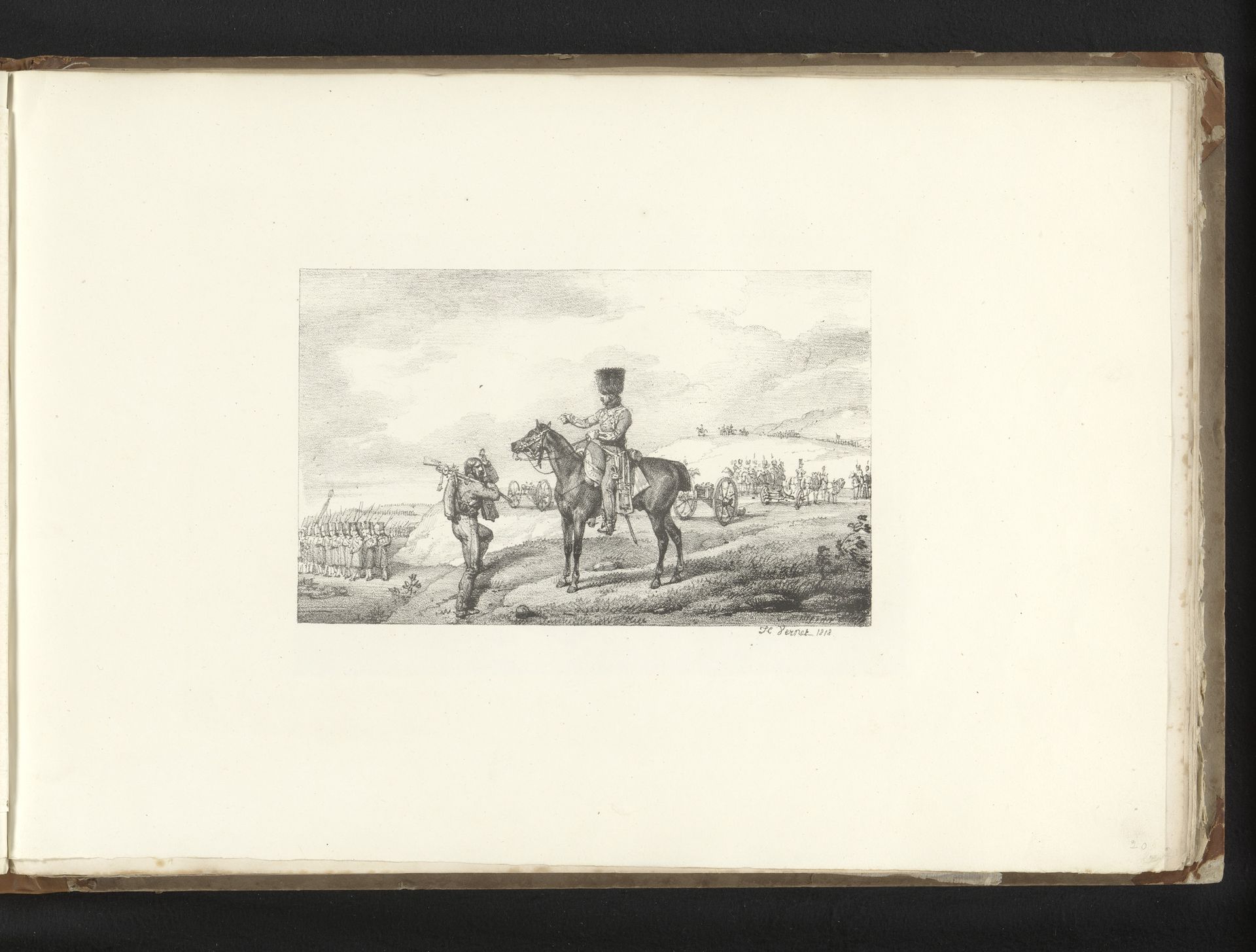 Man toegesproken door soldaat te paard by Horace Vernet