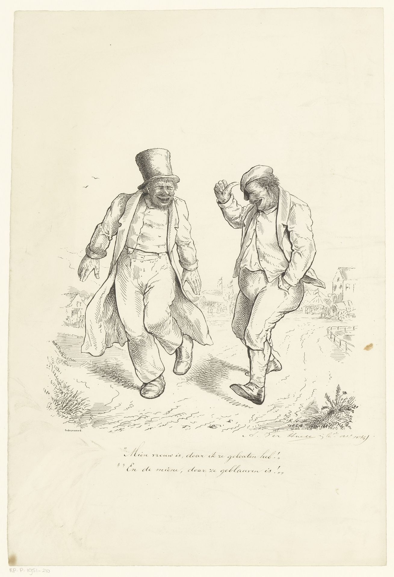 Twee lachende mannen by Alexander Ver Huell