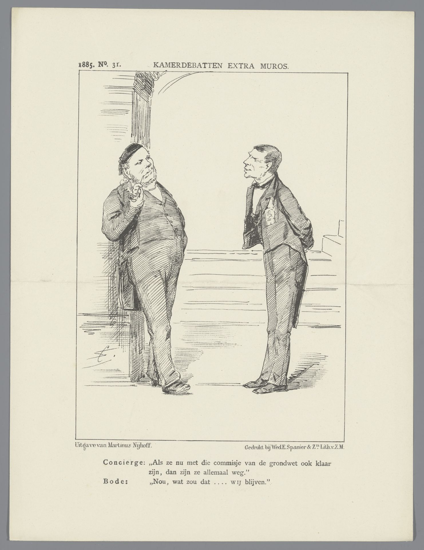 Spotprent over de kamerdebatten, 1885 by Johan Michaël Schmidt Crans