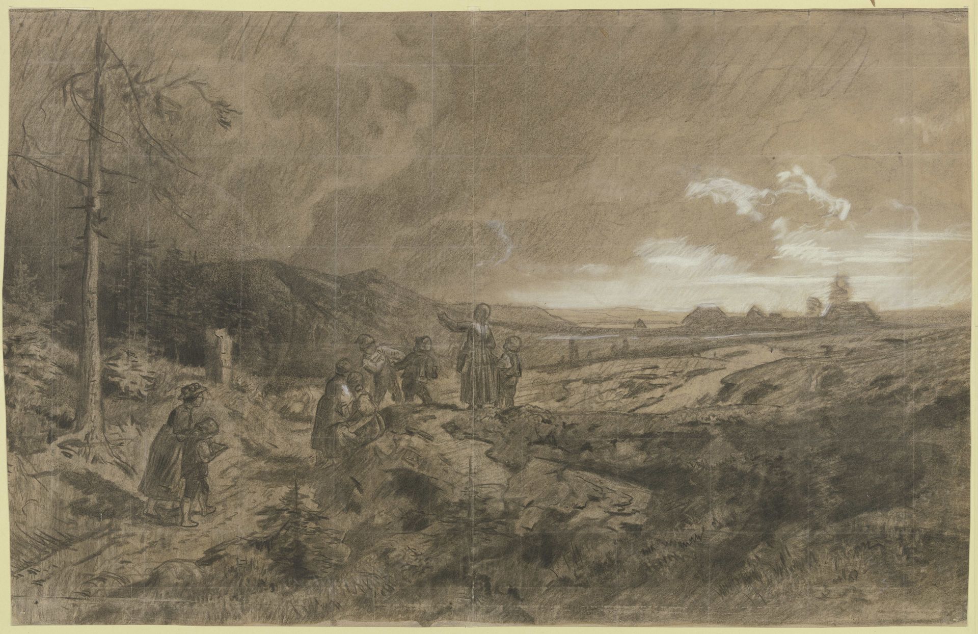 Schwarzwälder Schuljugend bei heraufziehendem Gewitter by Karl Friedrich Harveng