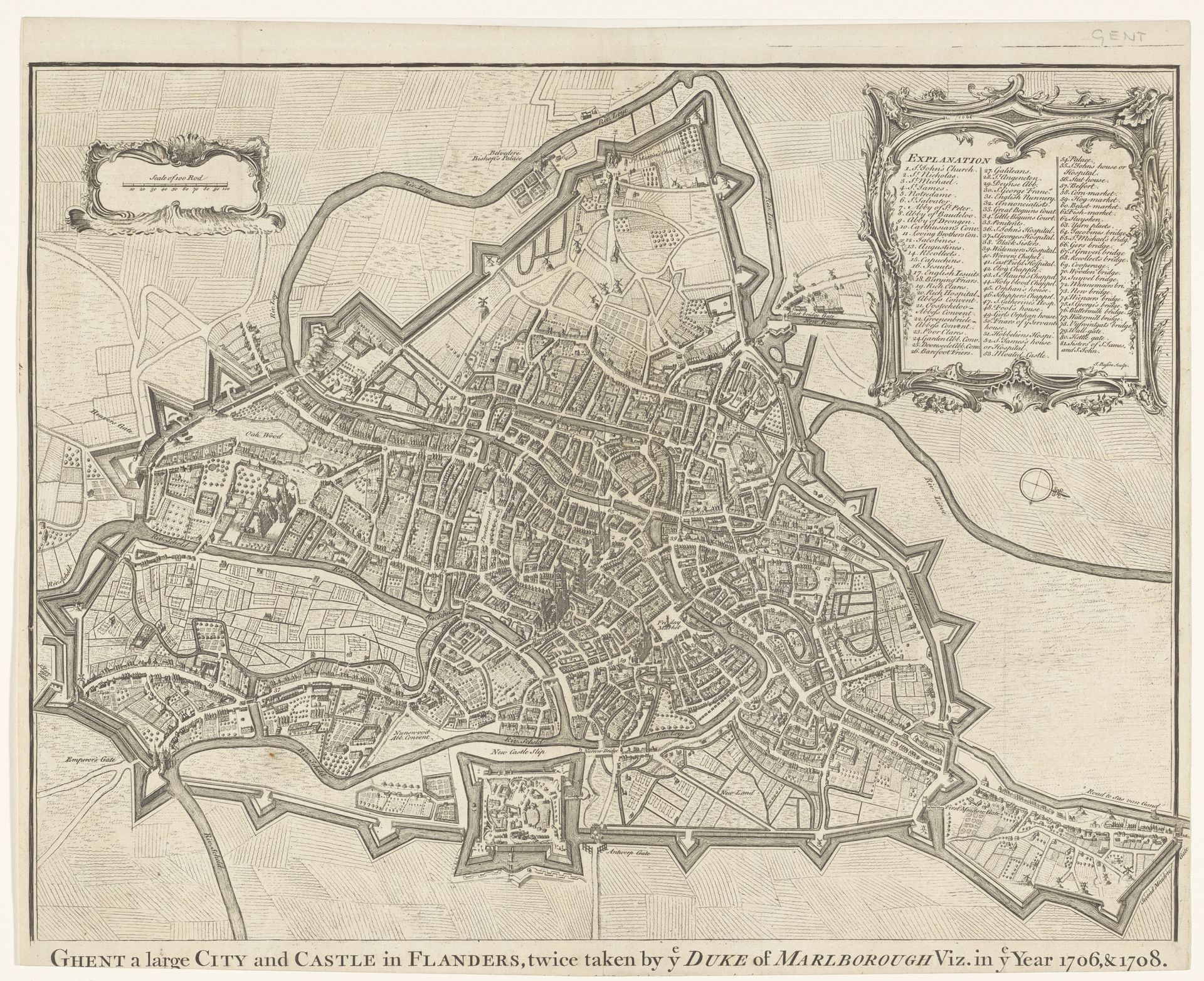 Plattegrond van Gent by Isaac Basire