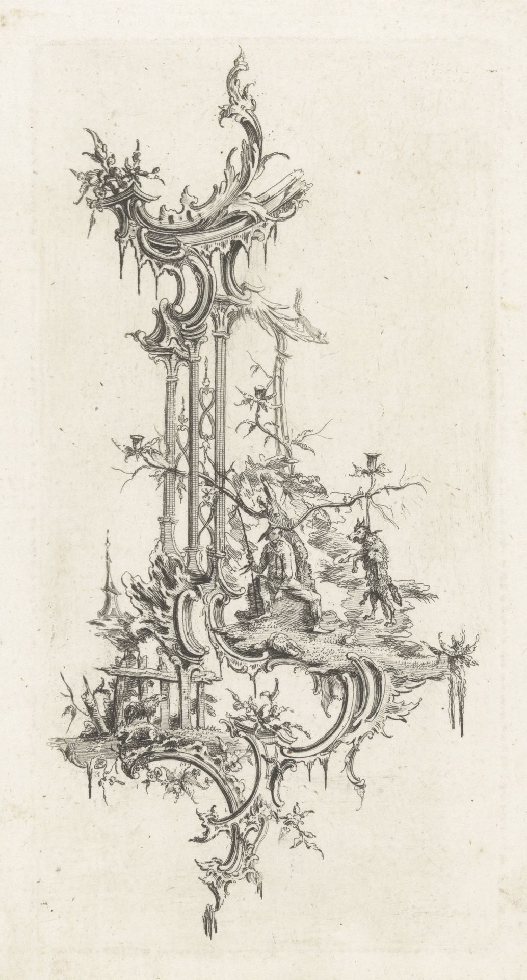 Girandole met opgehangen wolf by William Austin