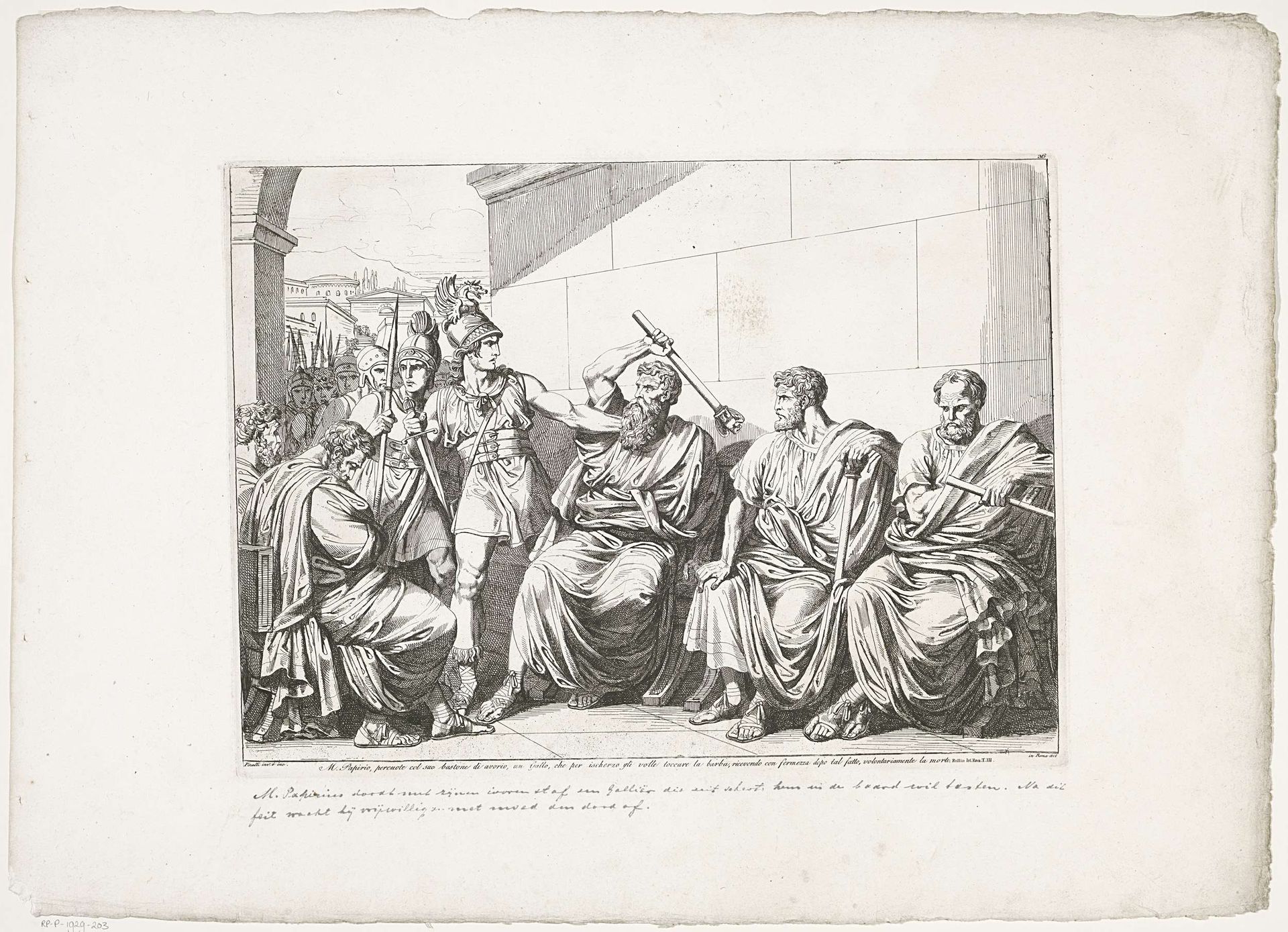 Marco Papirio doodt een Galliër by Bartolomeo Pinelli