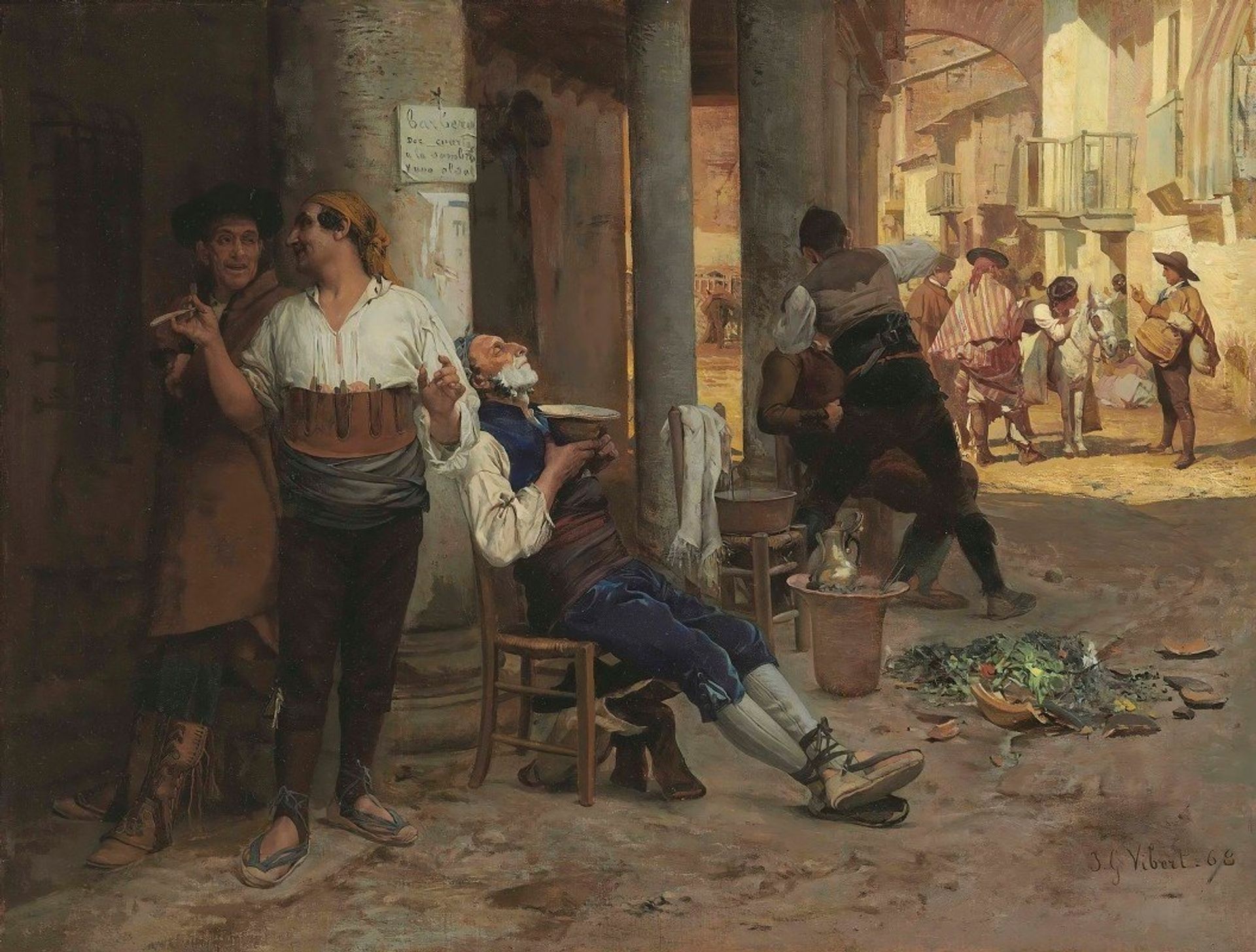 Barbier ambulant, Espagne by Jehan Georges Vibert