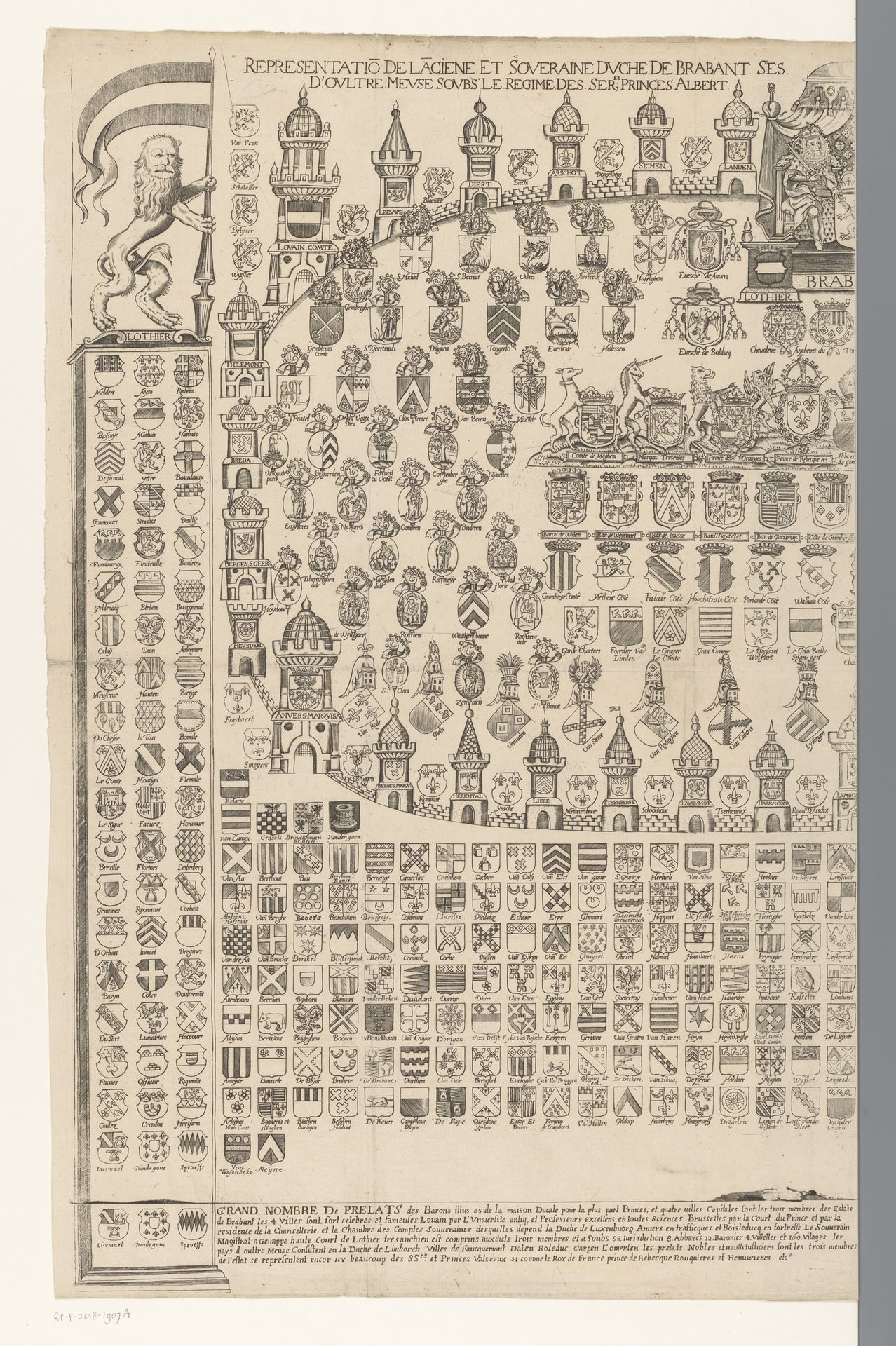 Wapenkaart van het hertogdom Brabant (linker blad) by Henry Lutg.