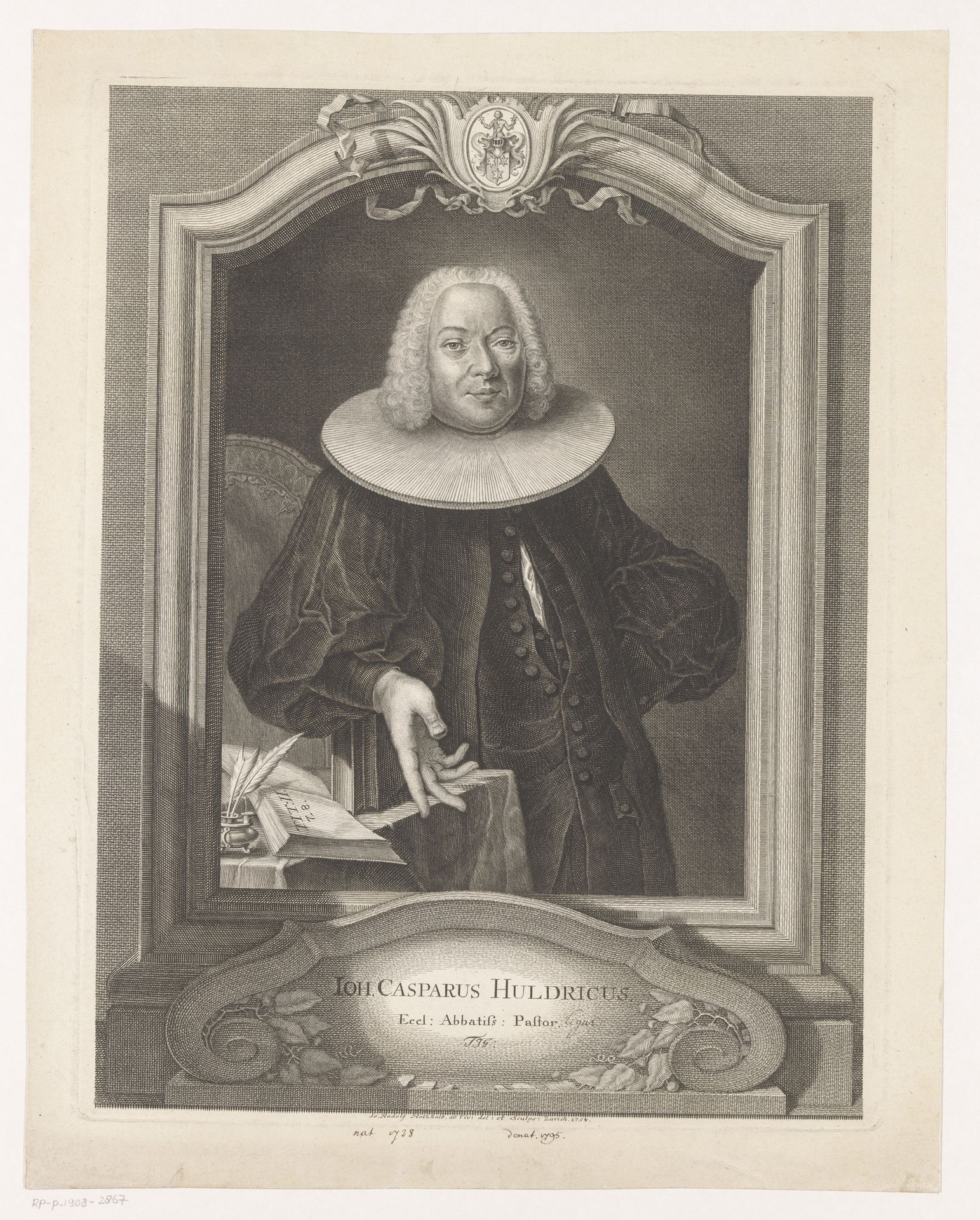 Portret van Johann Caspar Ulrich by Johann Rudolph Holzhalb