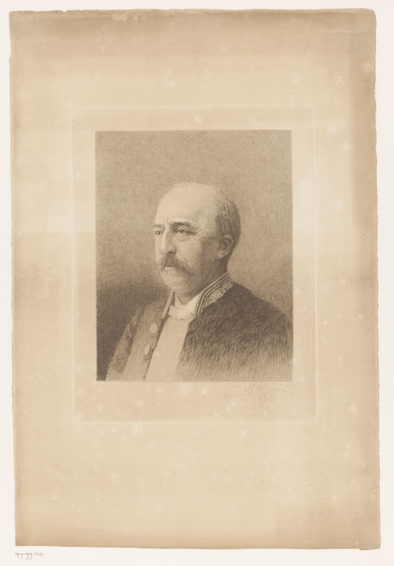 Portret van Jules Audent, burgemeester van Charleroi, driekwart naar links by Auguste Danse