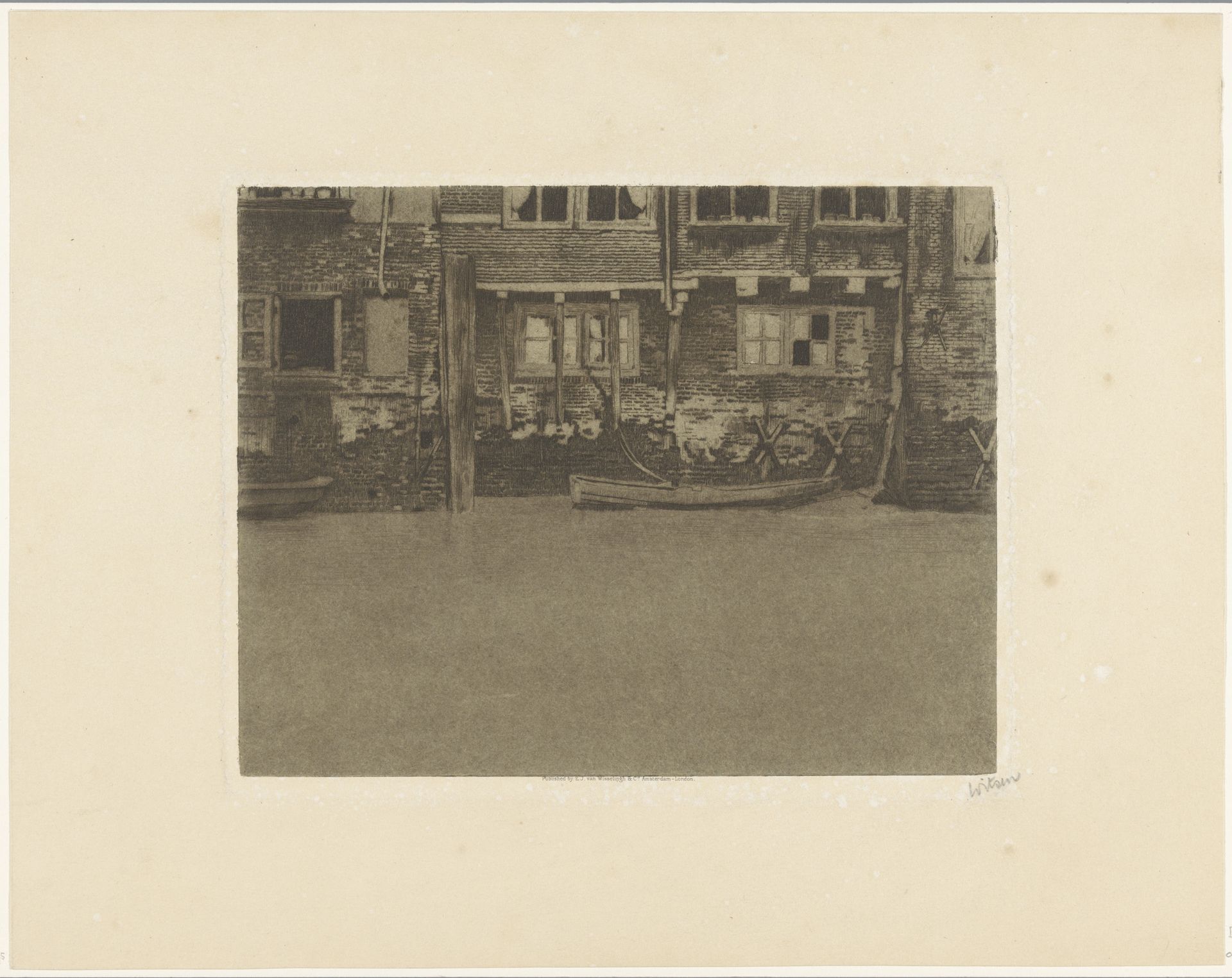 Achtergevels van de Voorstraat 463, 461 en 459 in Dordrecht by Willem Witsen