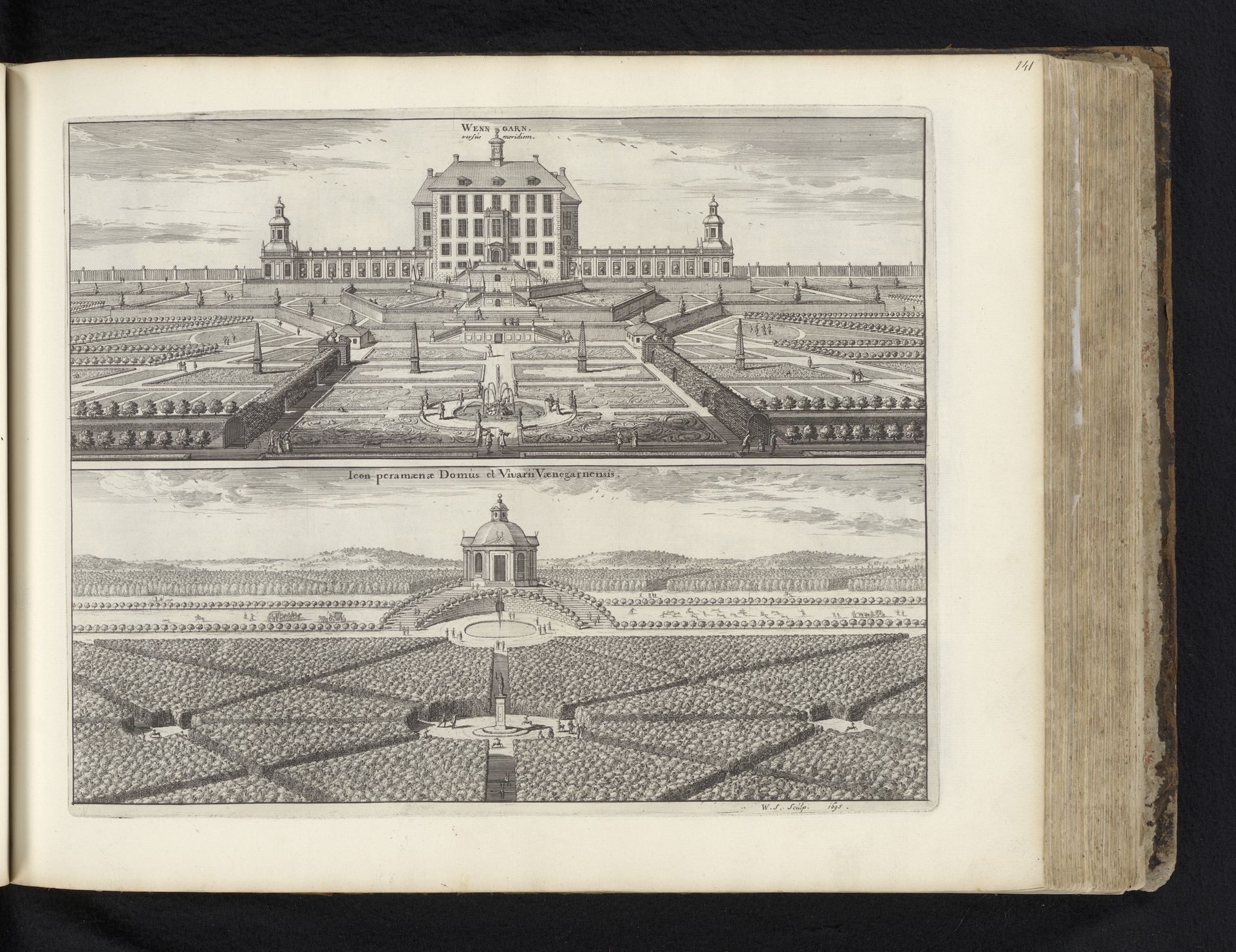 Gezicht op slot Venngarn vanuit het zuiden en het prieel in de tuin by Willem Swidde