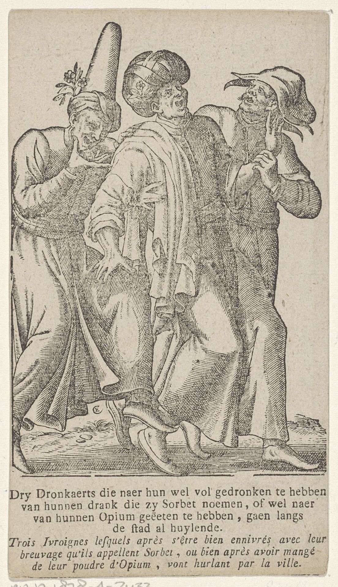 Drie dronkaards in Oosterse kleding by Antoni van Leest