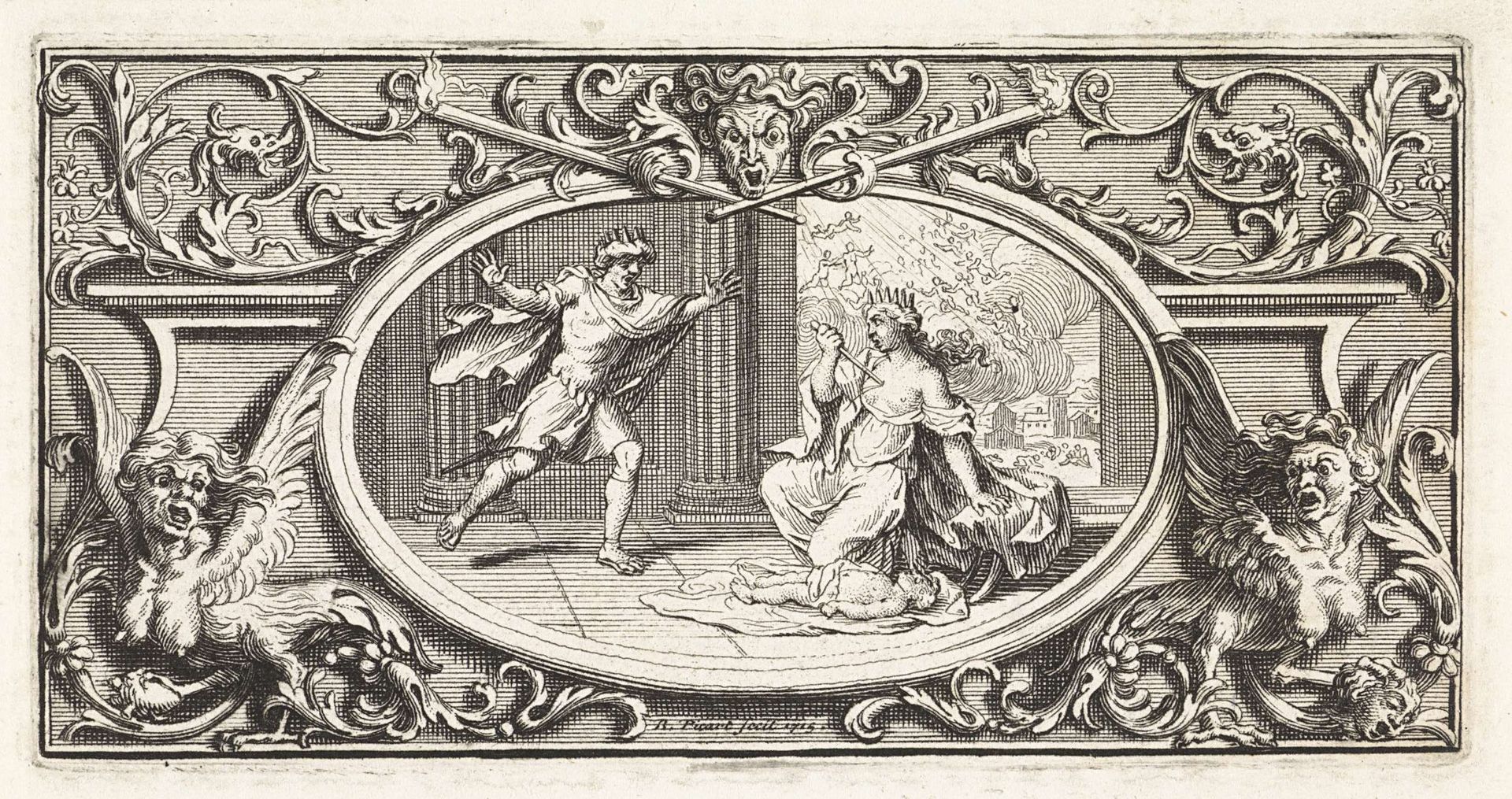 Zelfmoord van een koningin by Bernard Picart