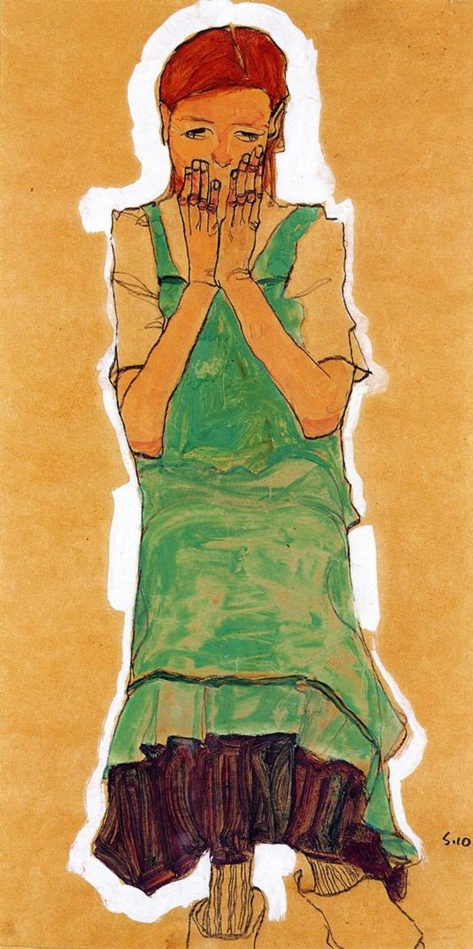 Girl with Green Pinafore by Egon Schiele