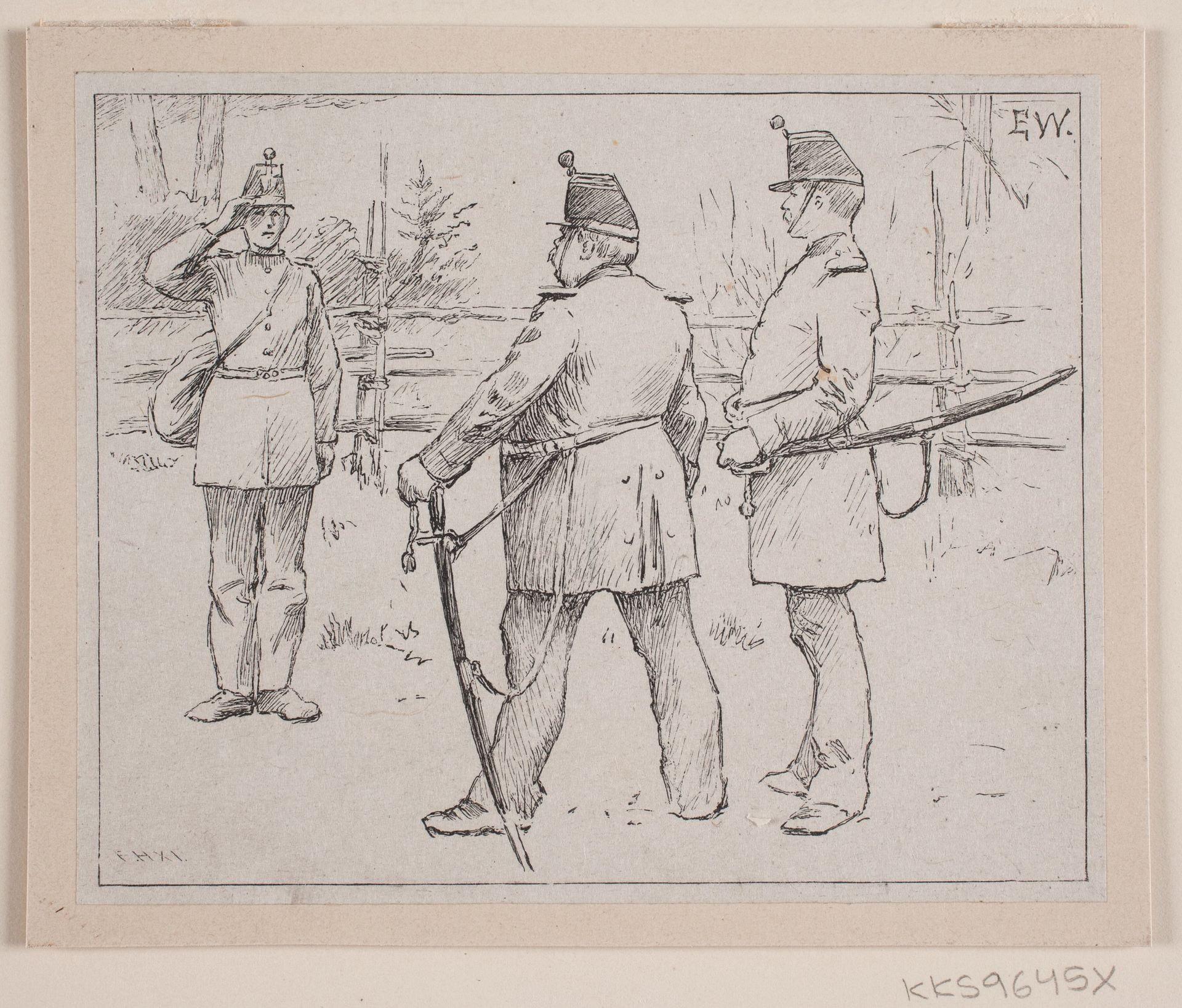 En Soldat afgiver en Melding til sin Overordnede by Anonymous