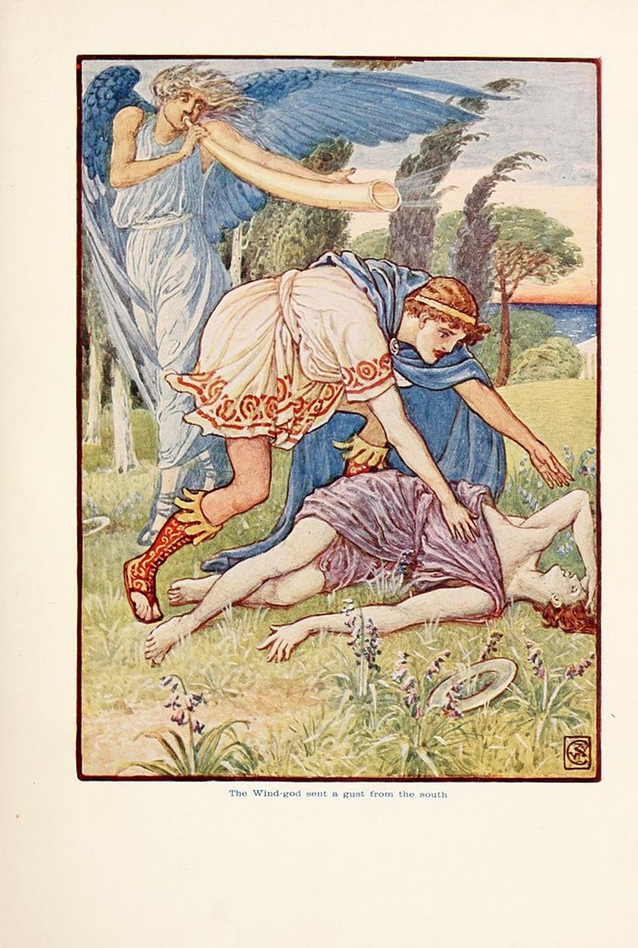 The wind - God sent a gust from the South by Walter Crane
