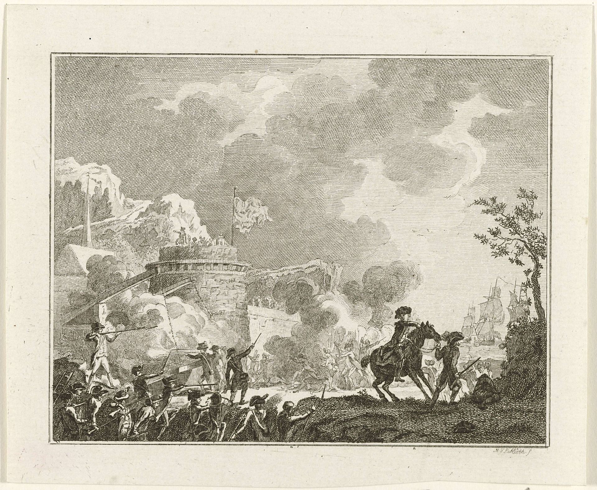 Sint Eustatius door de Fransen heroverd, 1781 by Mathias de Sallieth
