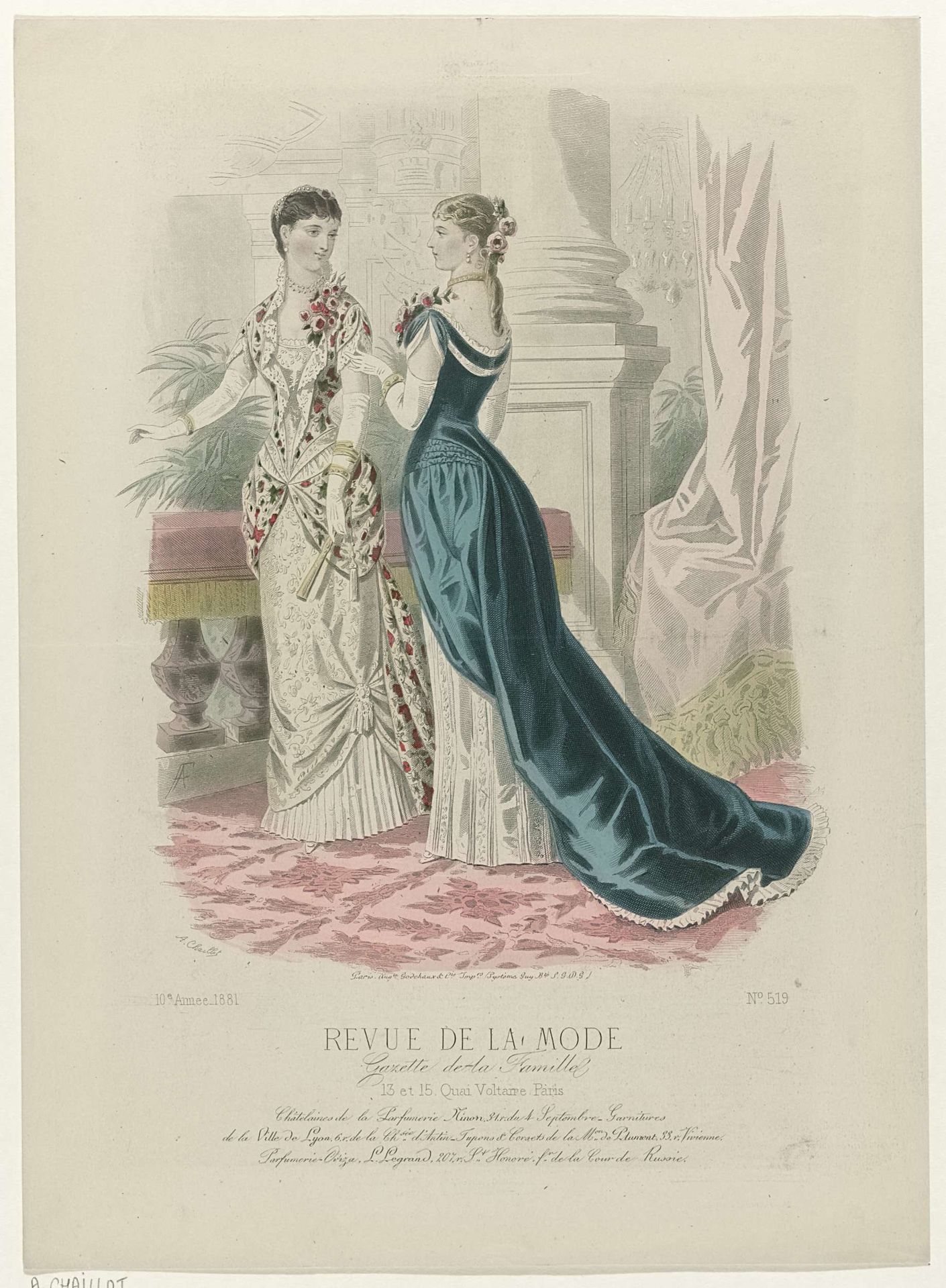 Revue de la Mode, Gazette de la Famille, dimanche 11 décembre 1881, 10e année, No. 519: Châtelaines de la Parfumerie Ninon (...) by A. Chaillot