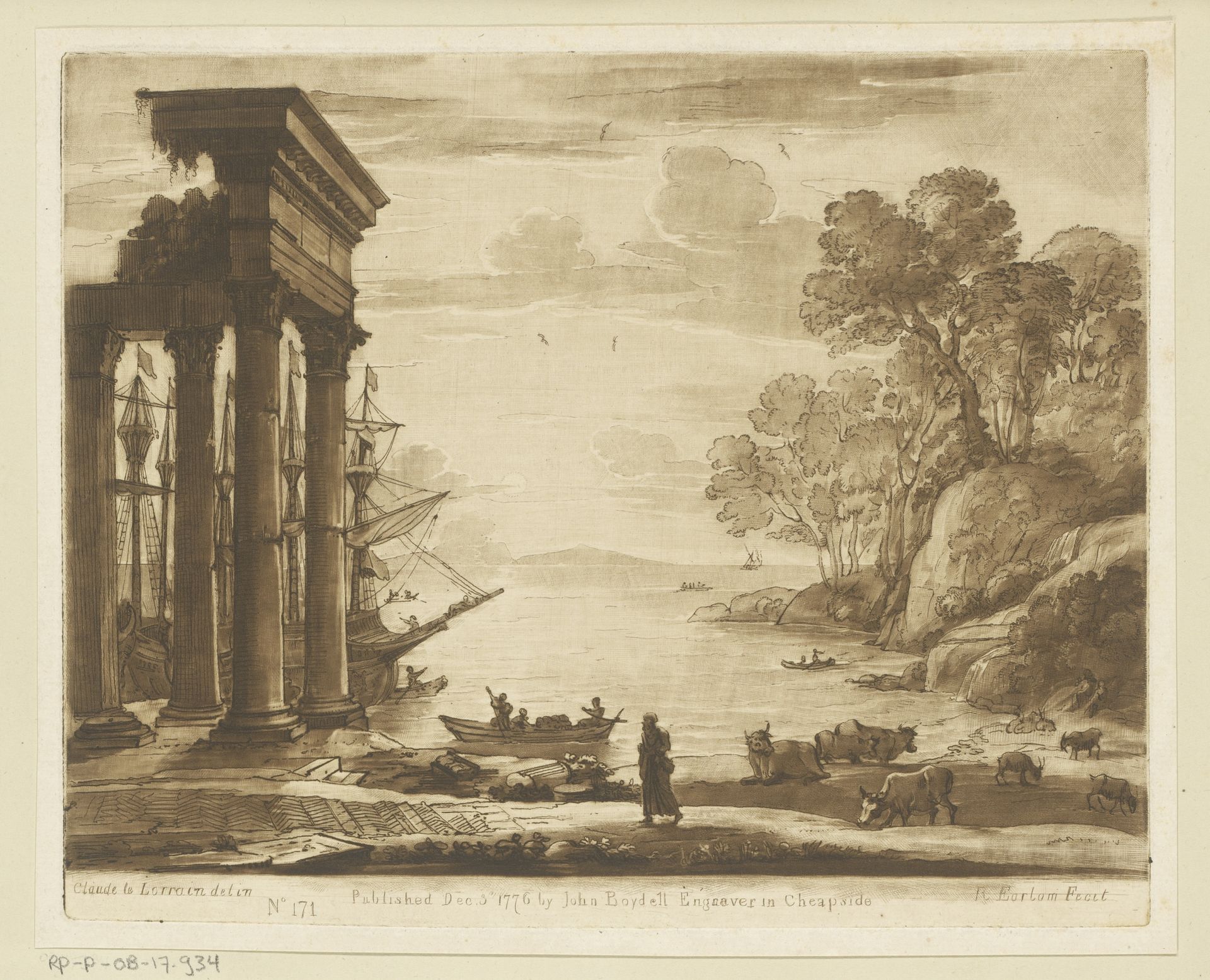 Kustgezicht met Ezechiël treurend over de verwoesting van Tyrus by Richard Earlom