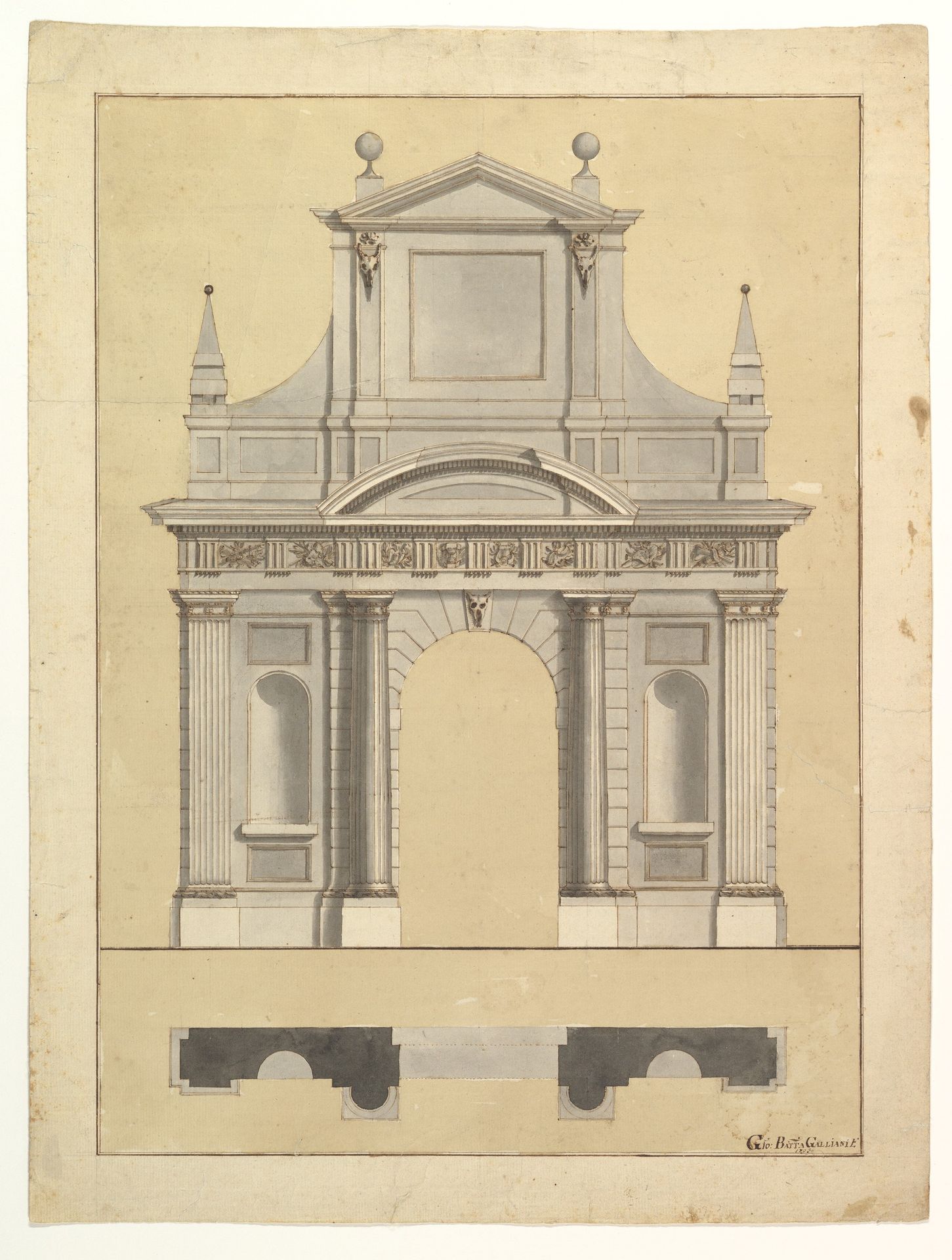 Plan and Elevation of an Entrance by Giovanni Battista Galliani