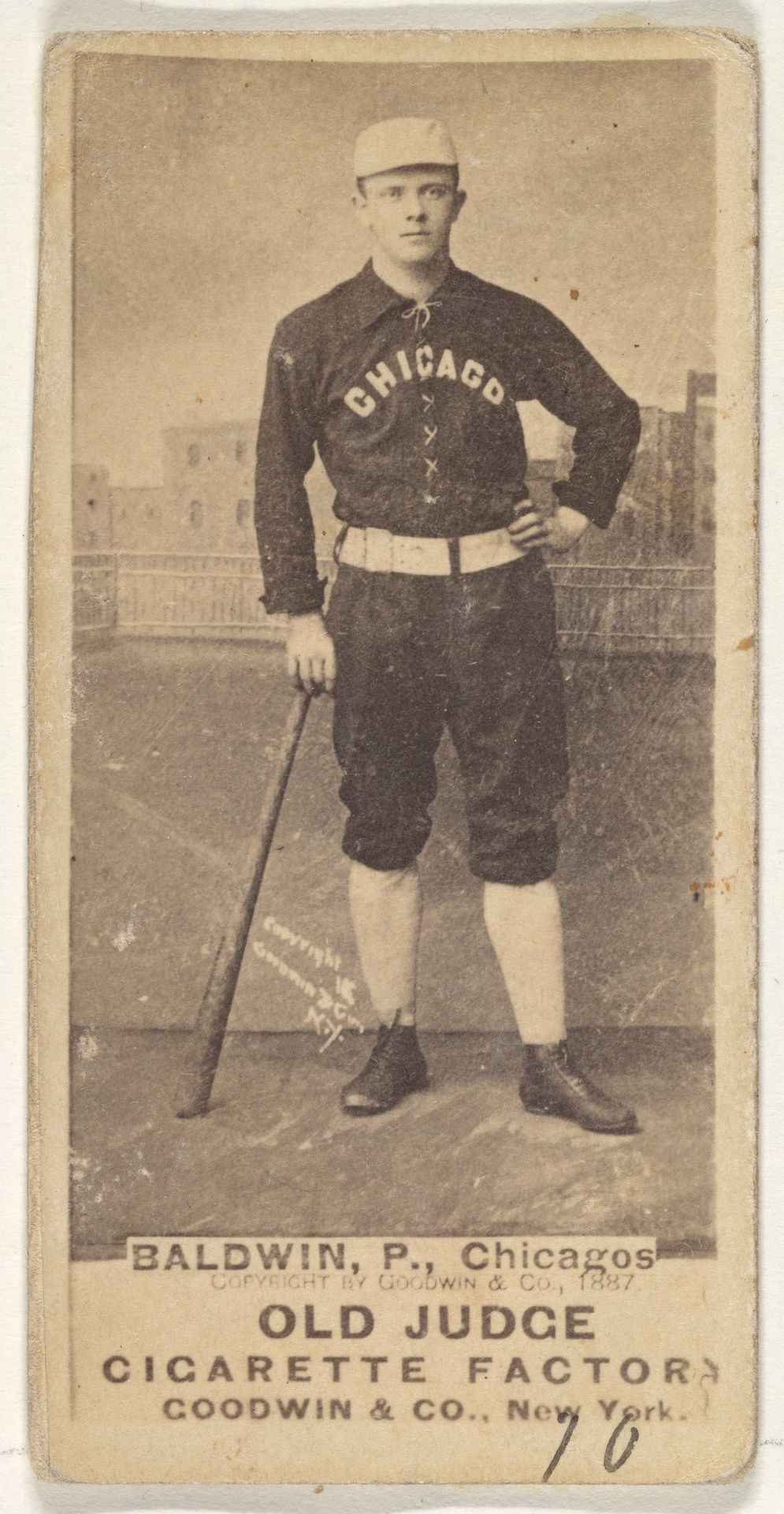 Baldwin, Pitcher, Chicago, from the Old Judge series (N172) for Old Judge Cigarettes by Goodwin & Company