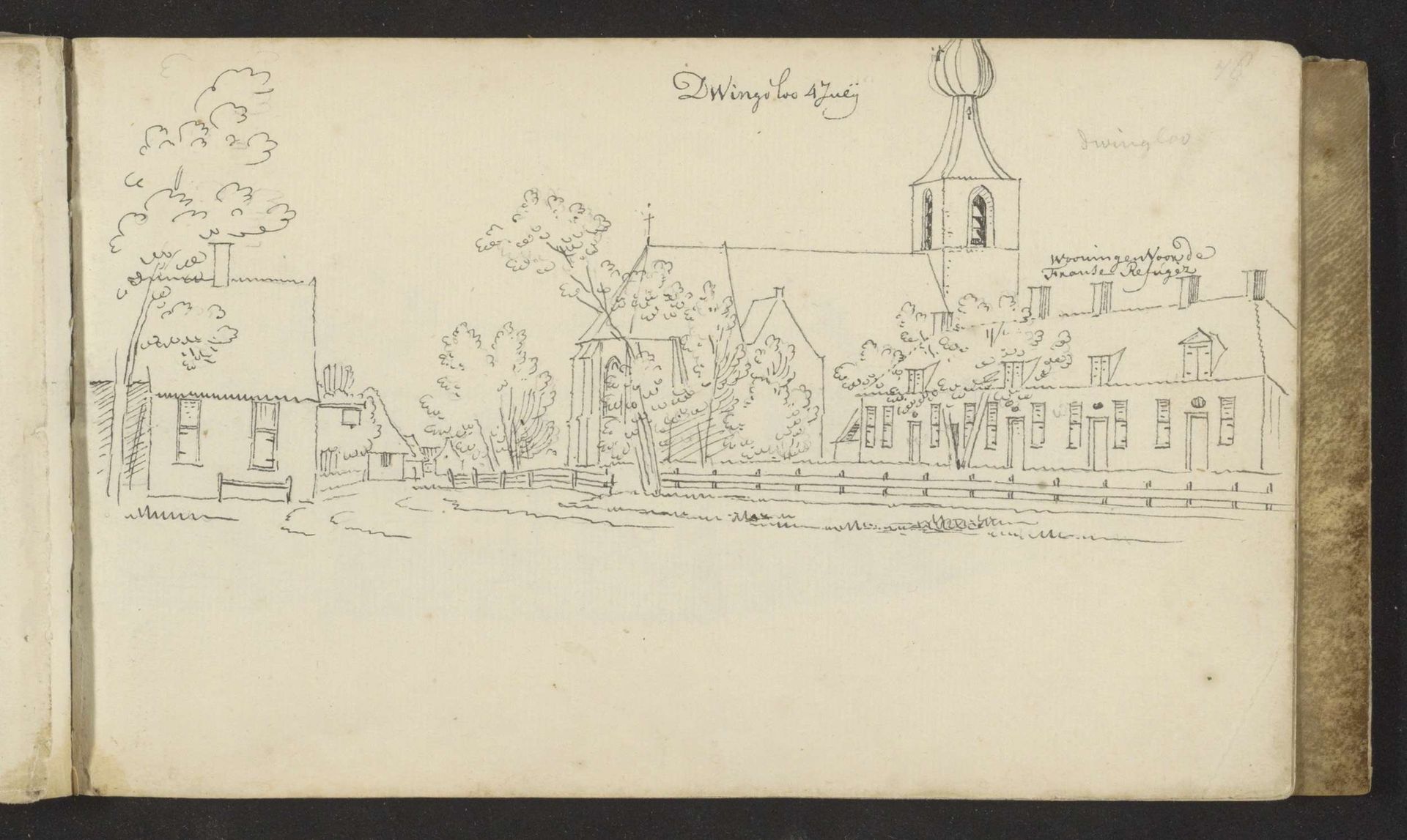 Dorpsgezicht met kerk te Dwingeloo by Abraham de (II) Haen