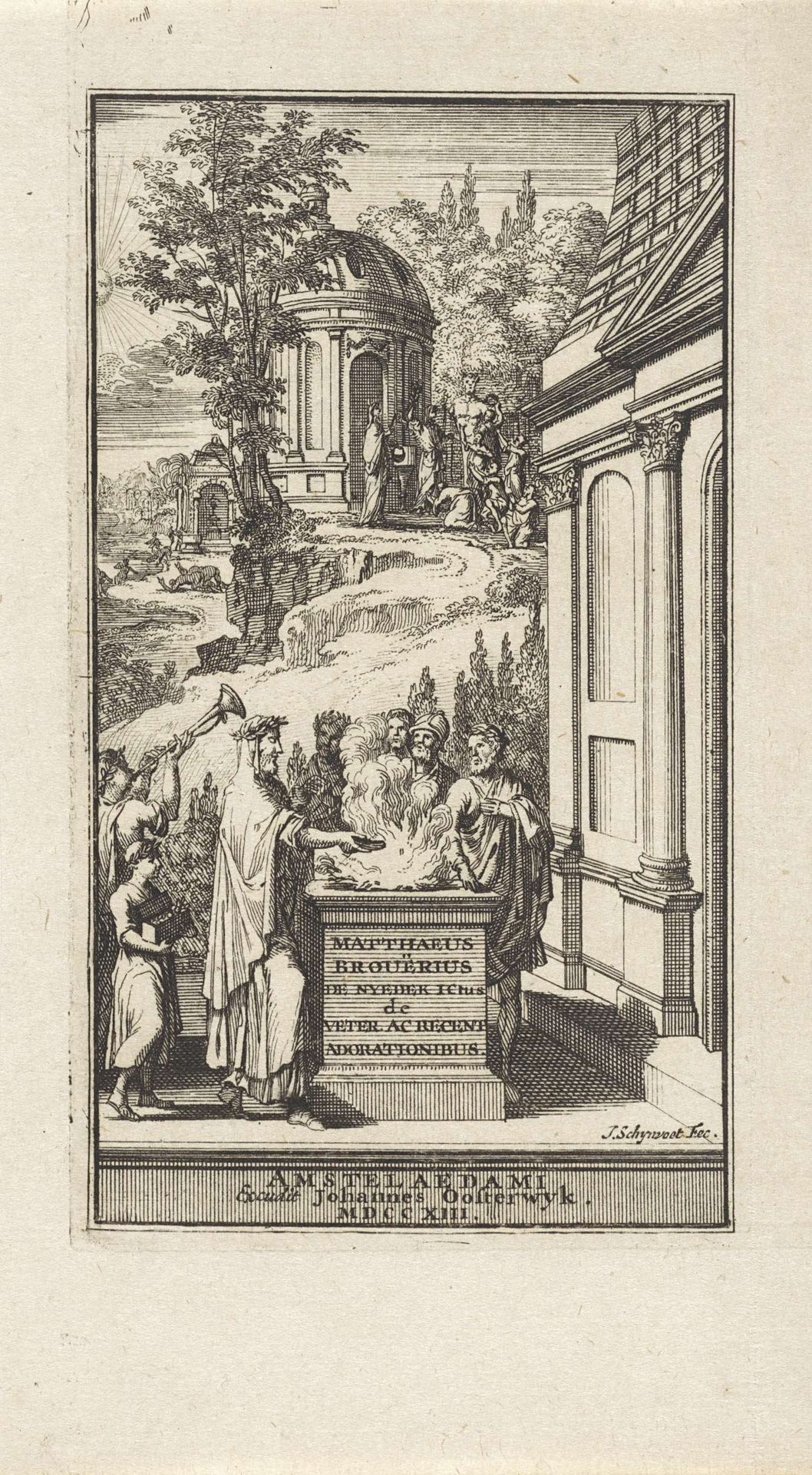 Figuren brengen offers naar een brandend altaar by Jacobus Schijnvoet