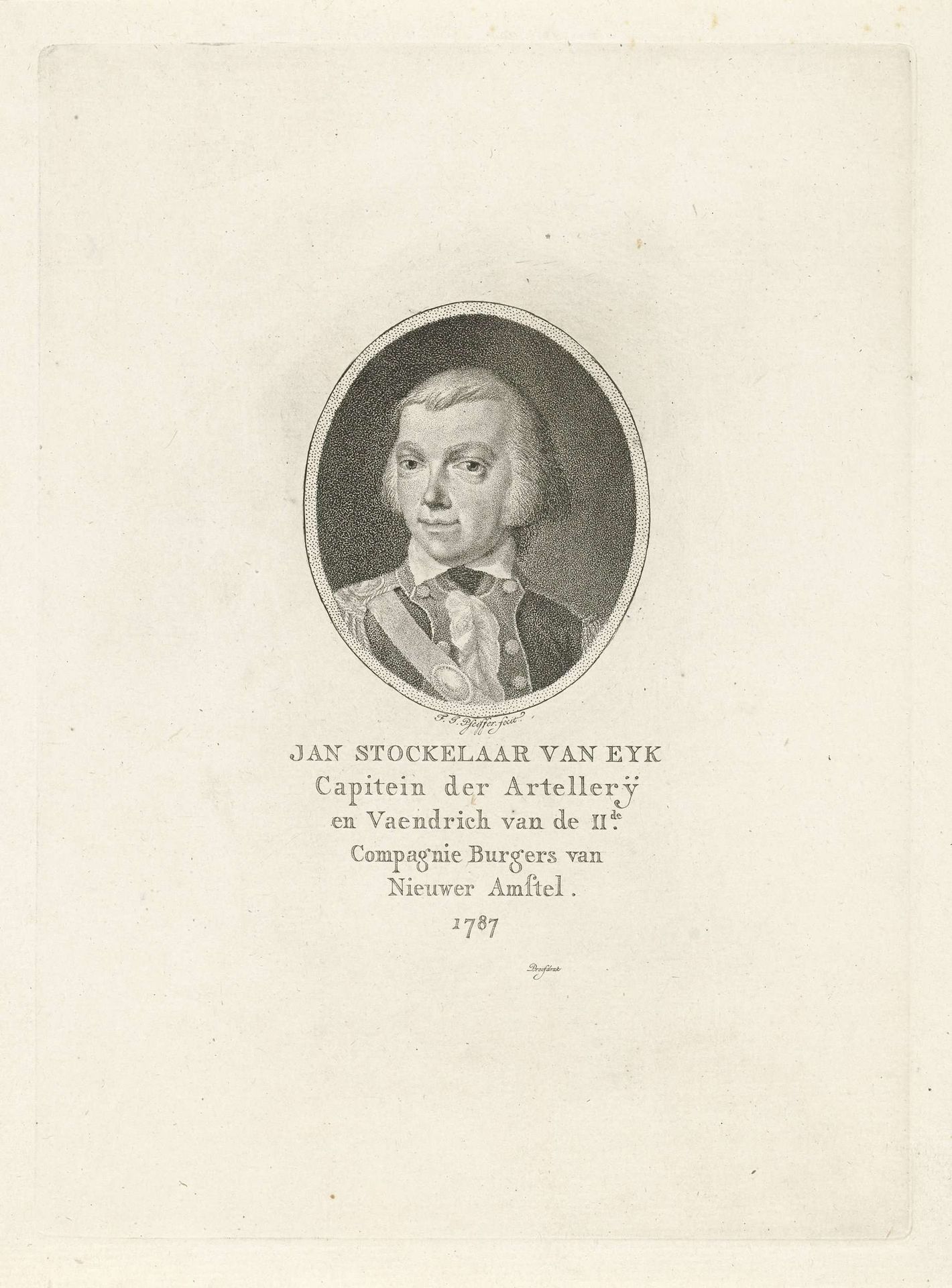 Portret van Jan Stockelaar van Eyk by François Joseph (I) Pfeiffer