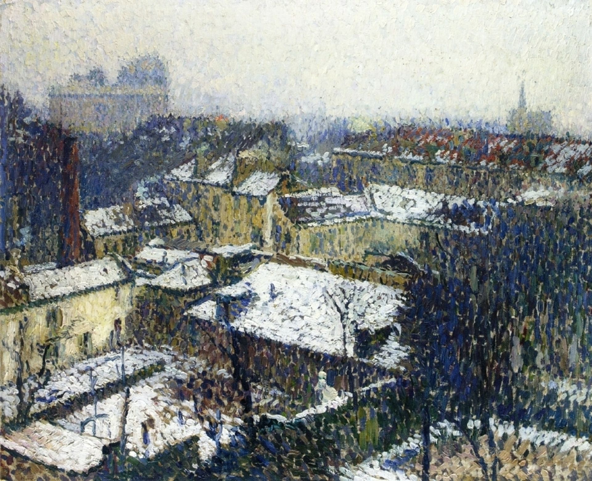 The Roofs of Paris in the Snow, the View from the Artist's Studio by Henri Martin