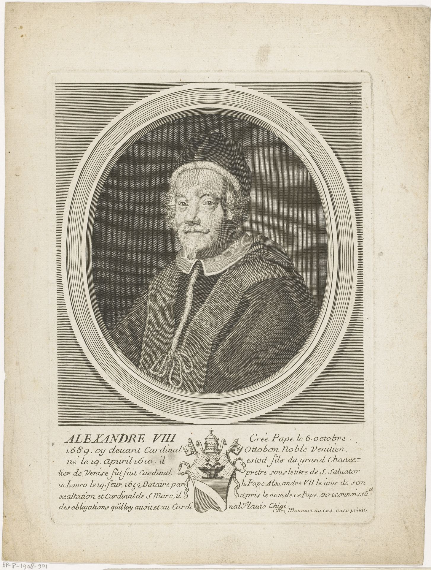 Portret van Alexander VIII by Henri Bonnart