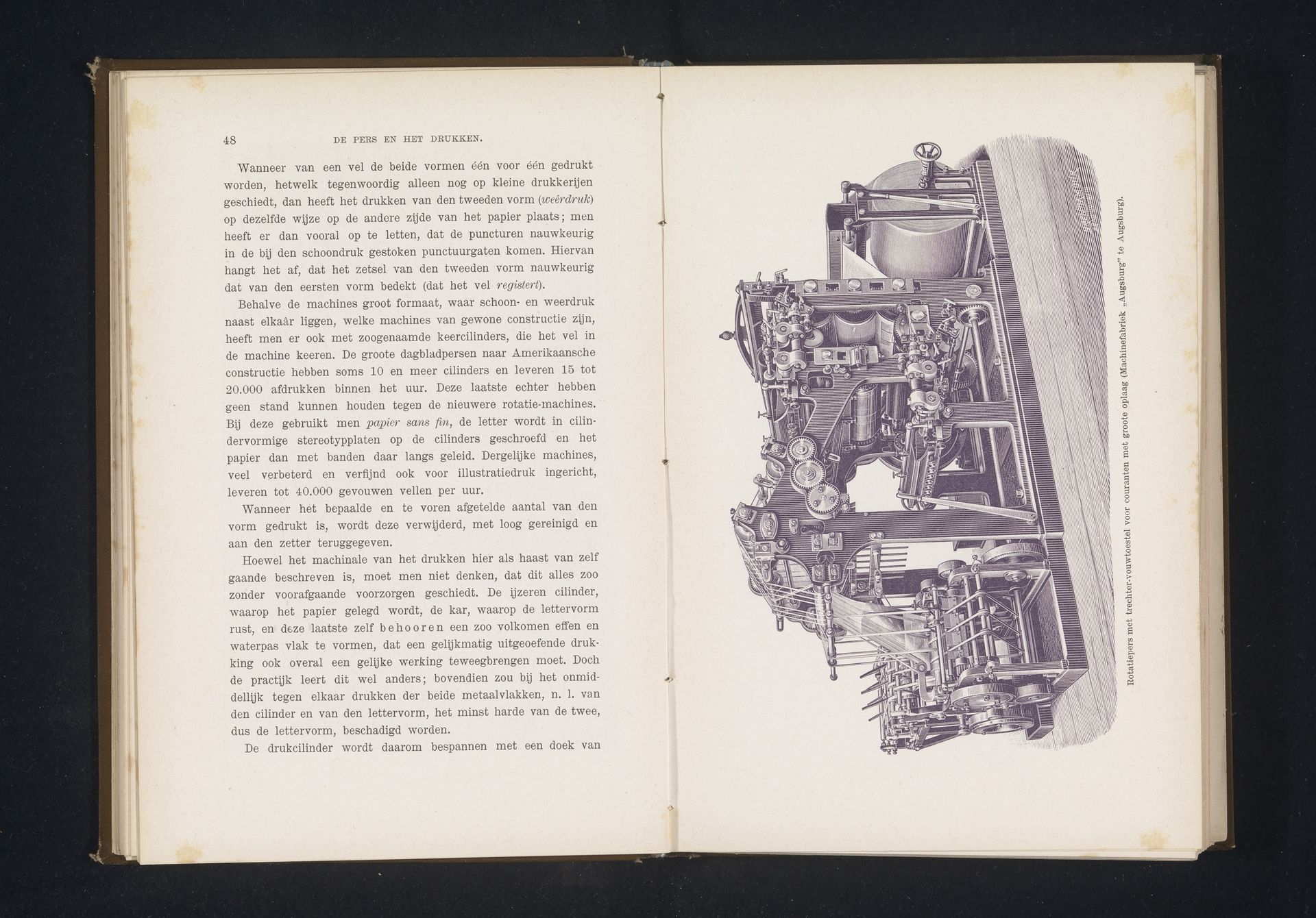 Reproductie van een gravure van een rotatiepers door Richard Brend'amour by Rimmer van der Meulen