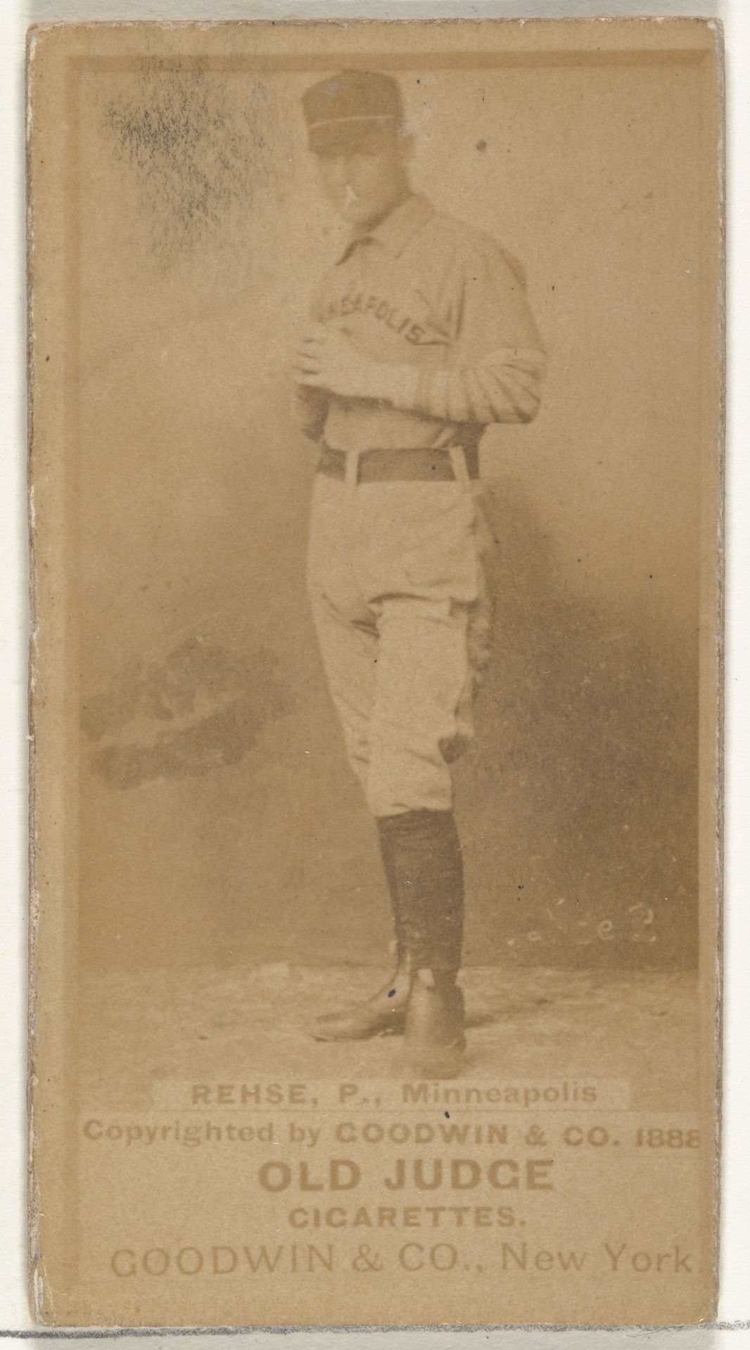 Rehse, Pitcher, Minneapolis, from the Old Judge series (N172) for Old Judge Cigarettes by Goodwin & Company