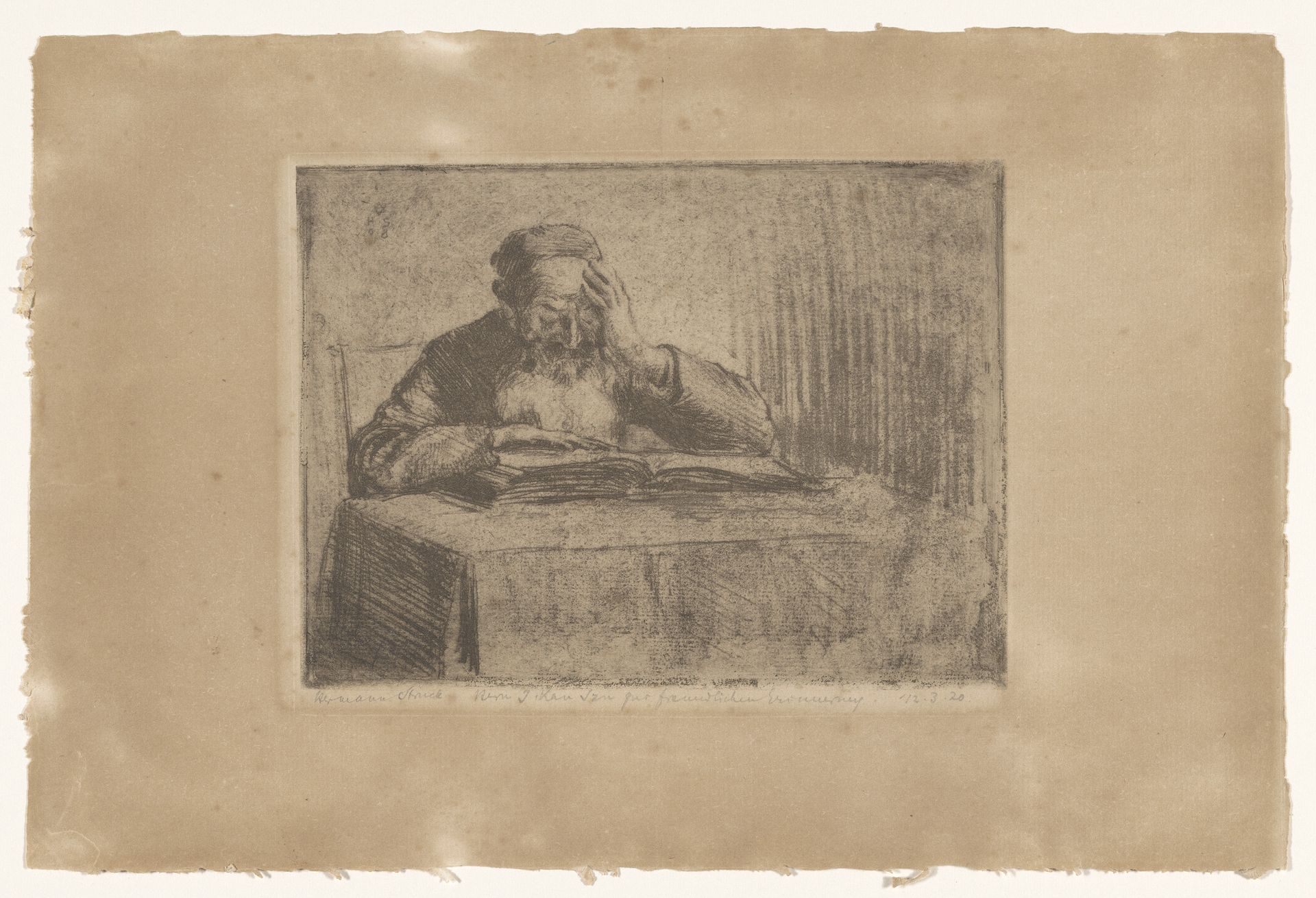 Lezende joodse man by Hermann Struck