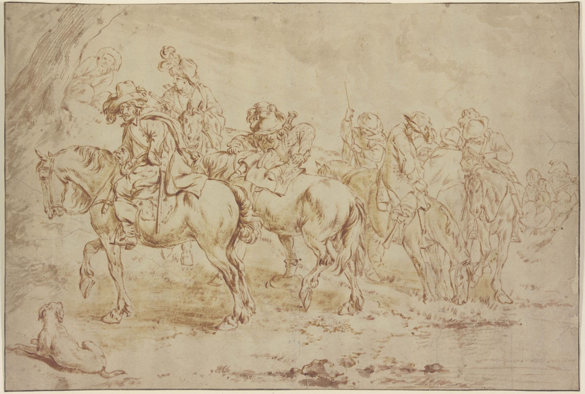 Reiter an einem Bache vorüberziehend by Philips Wouwerman