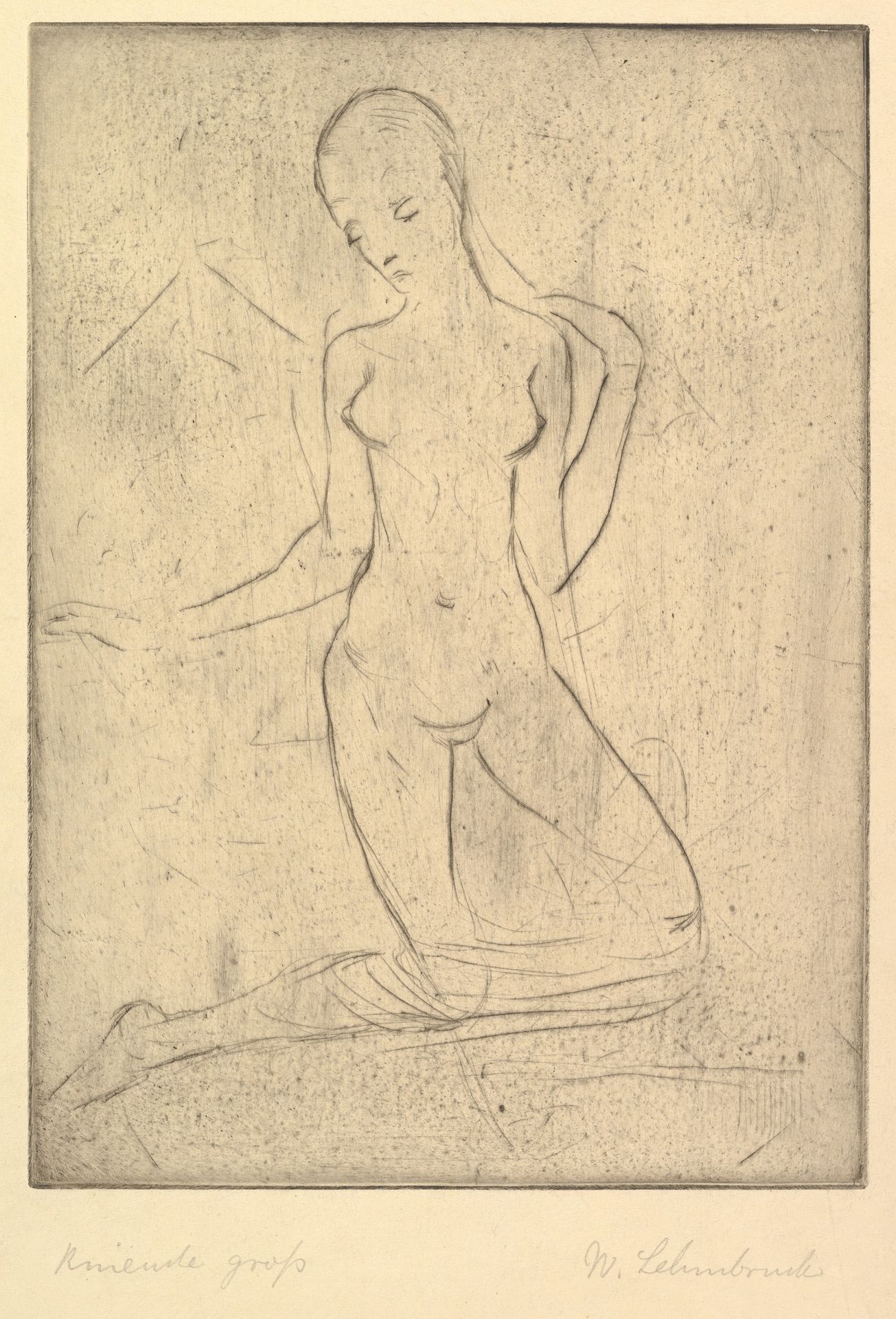 Kneeling One (Kneide, groß) by Wilhelm Lehmbruck