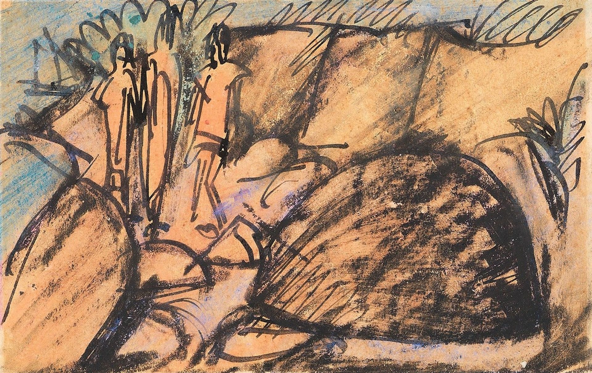 Drei Figuren auf Fehmarn by Ernst Ludwig Kirchner