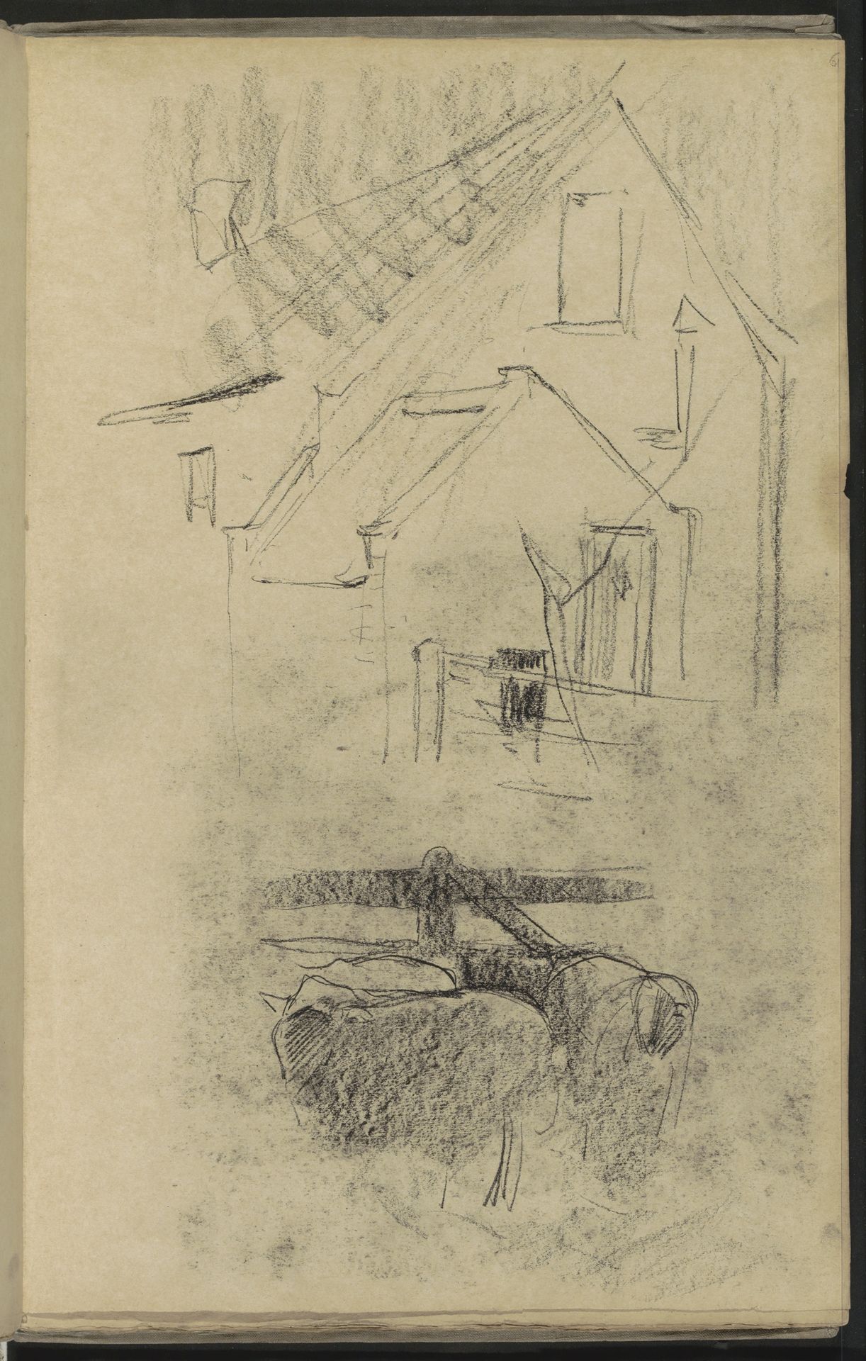 Huis en schapen bij een hek by Willem Witsen