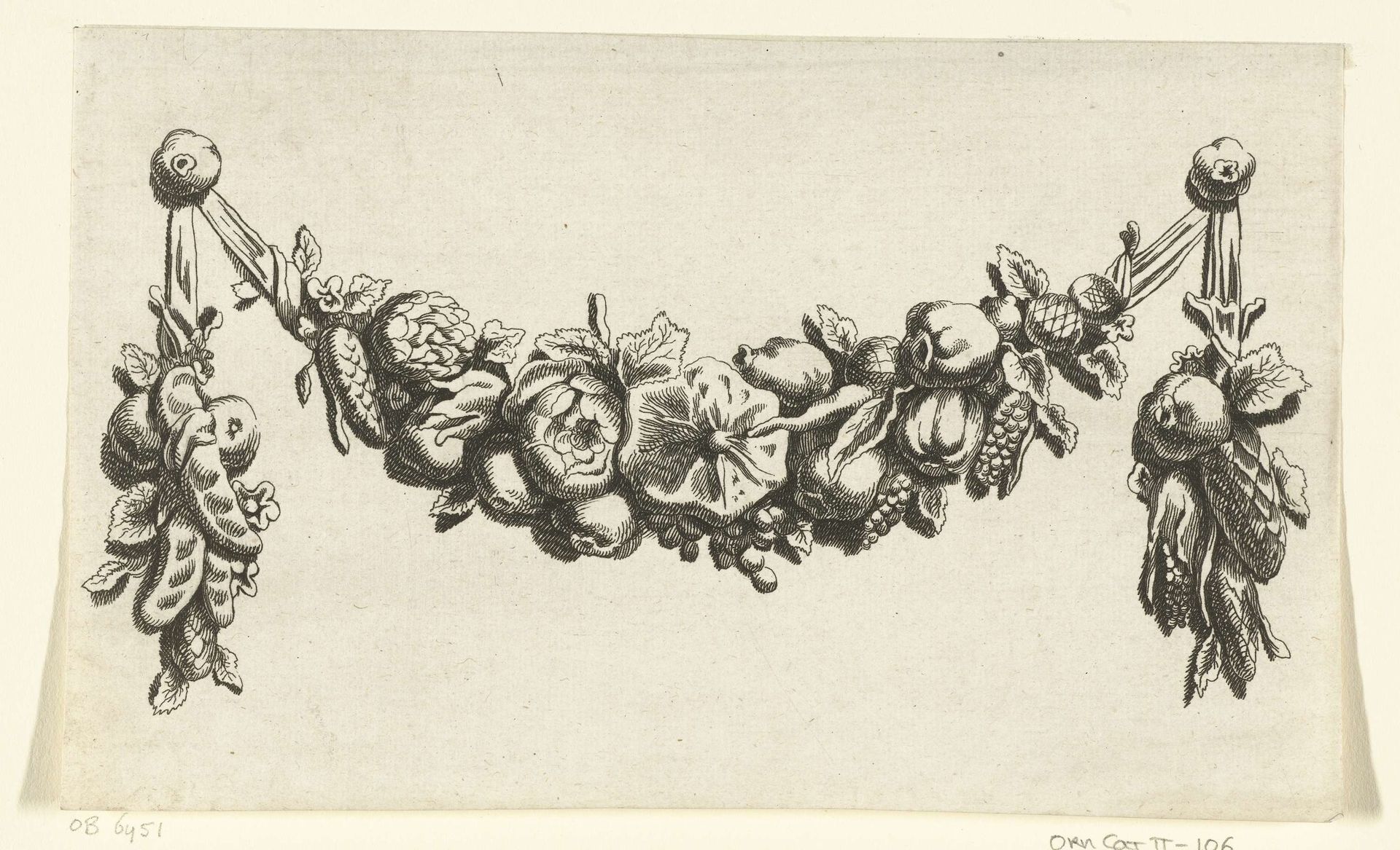 Festoen met een zeshoekig stuk fruit in het midden by Francoys Dancx
