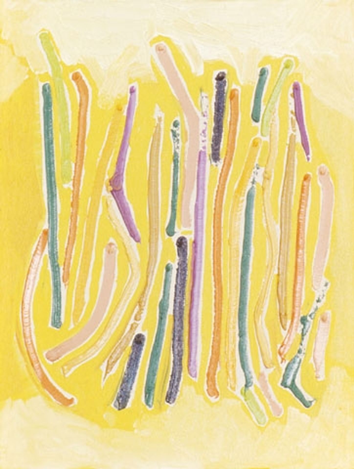 Yellow Line Painting by Ronnie Landfield