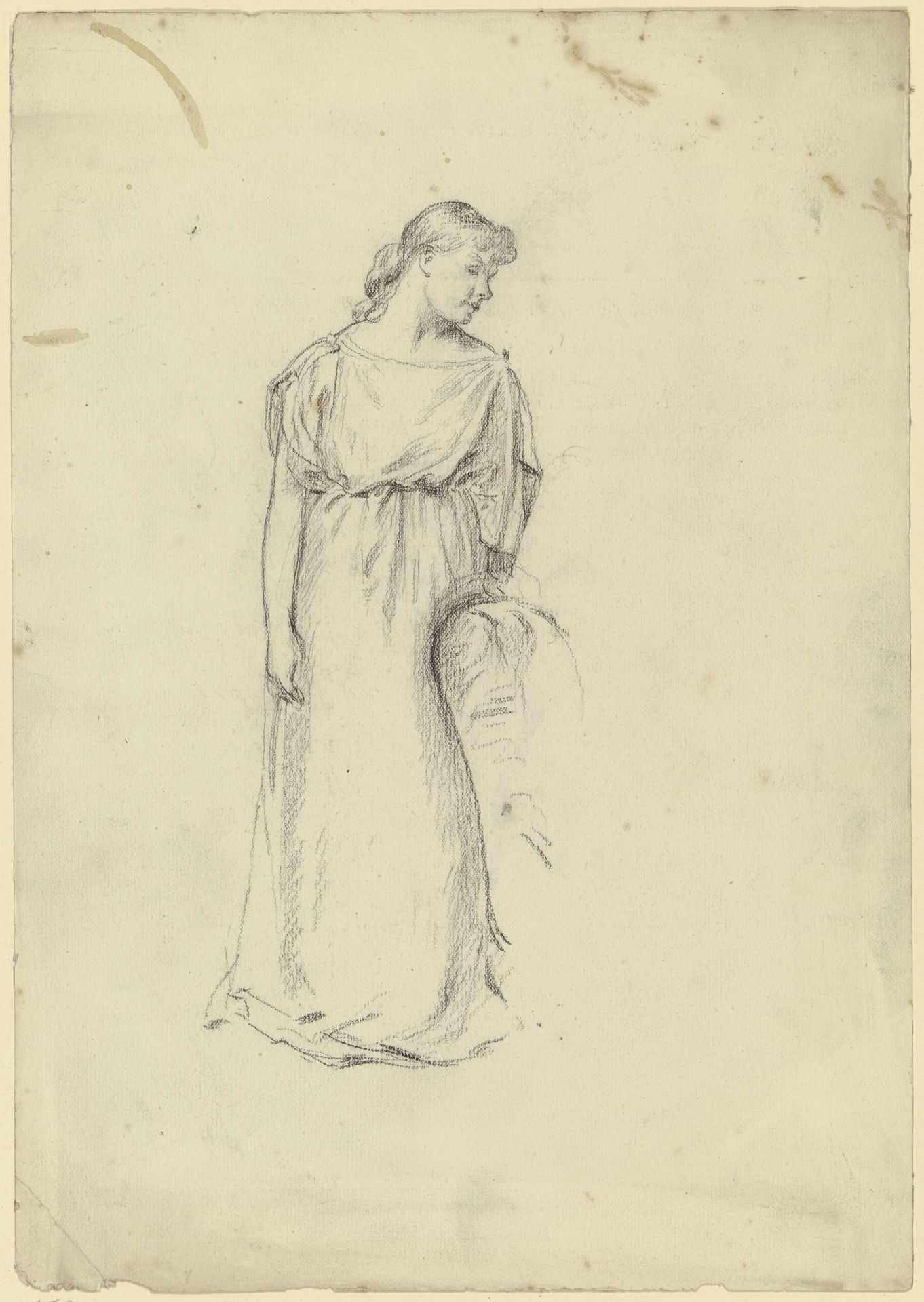 Stehende am Stuhl aus der _Vorbereitung zum Kostümball_ by Otto Scholderer
