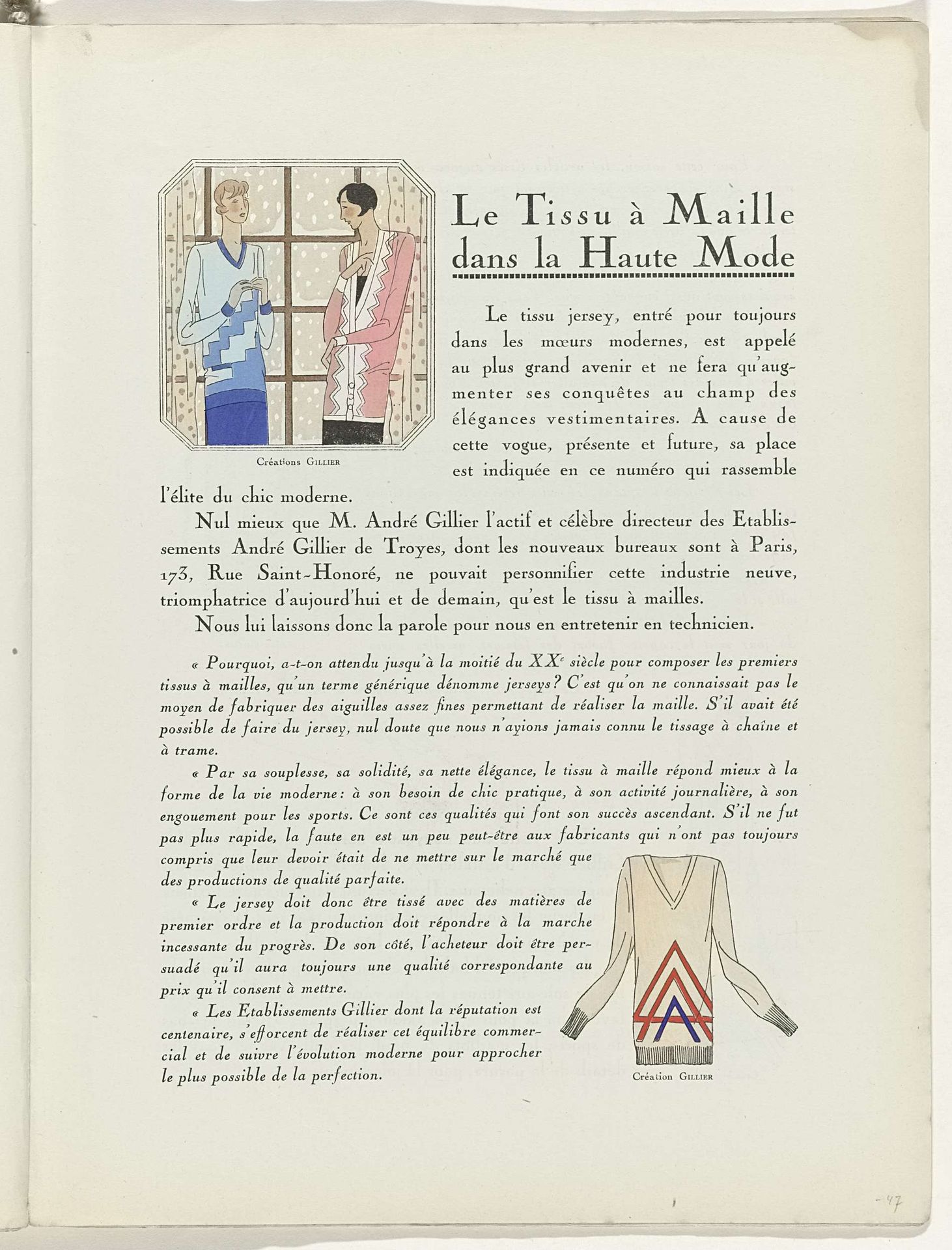 Art - Goût - Beauté, Feuillets de l' élégance féminine, Noël 1928, No. 100, 9e Année, p. 47 by Anonymous