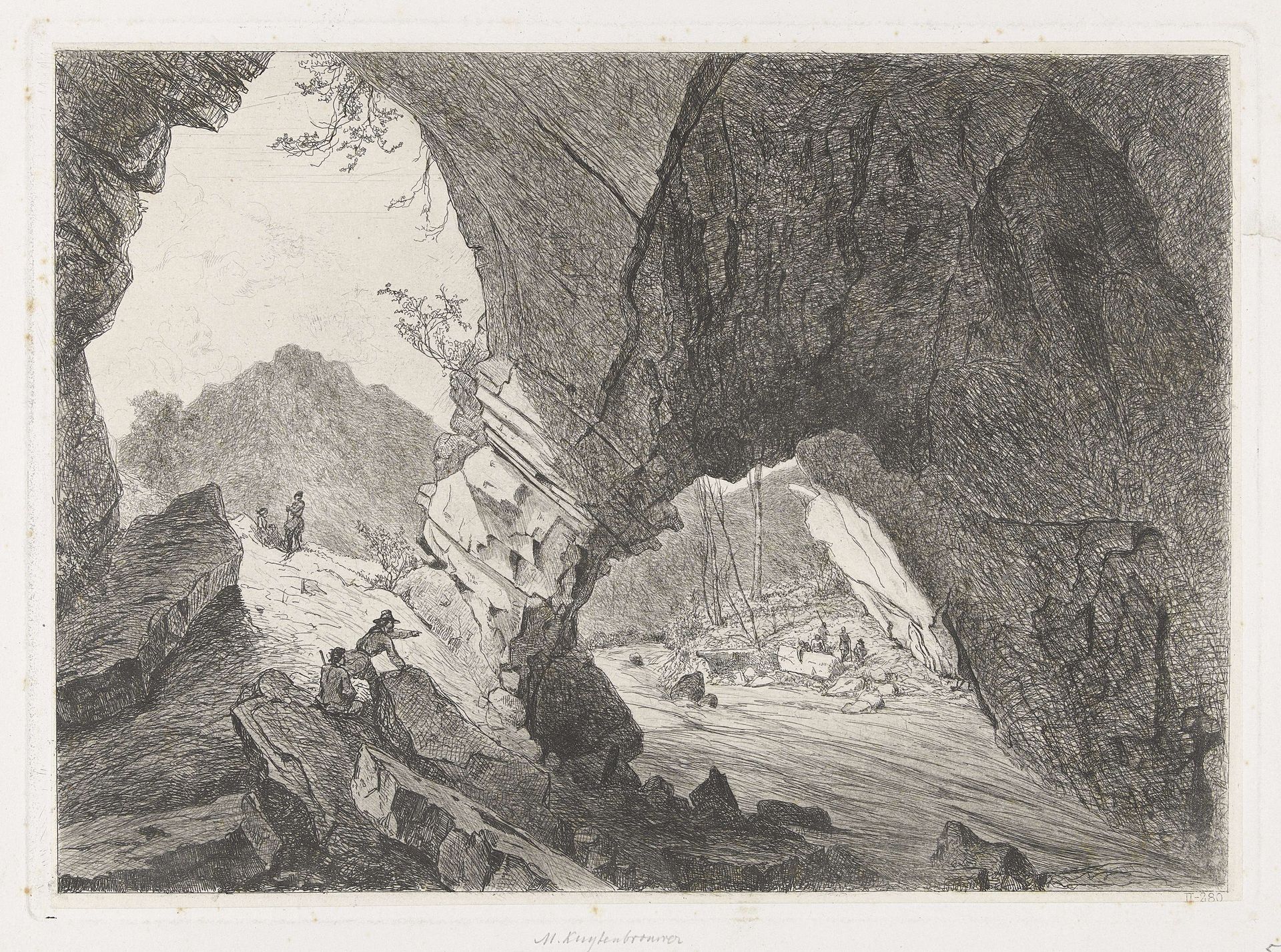 Uitgang van de grotten van Han by Martinus Antonius Kuytenbrouwer jr.