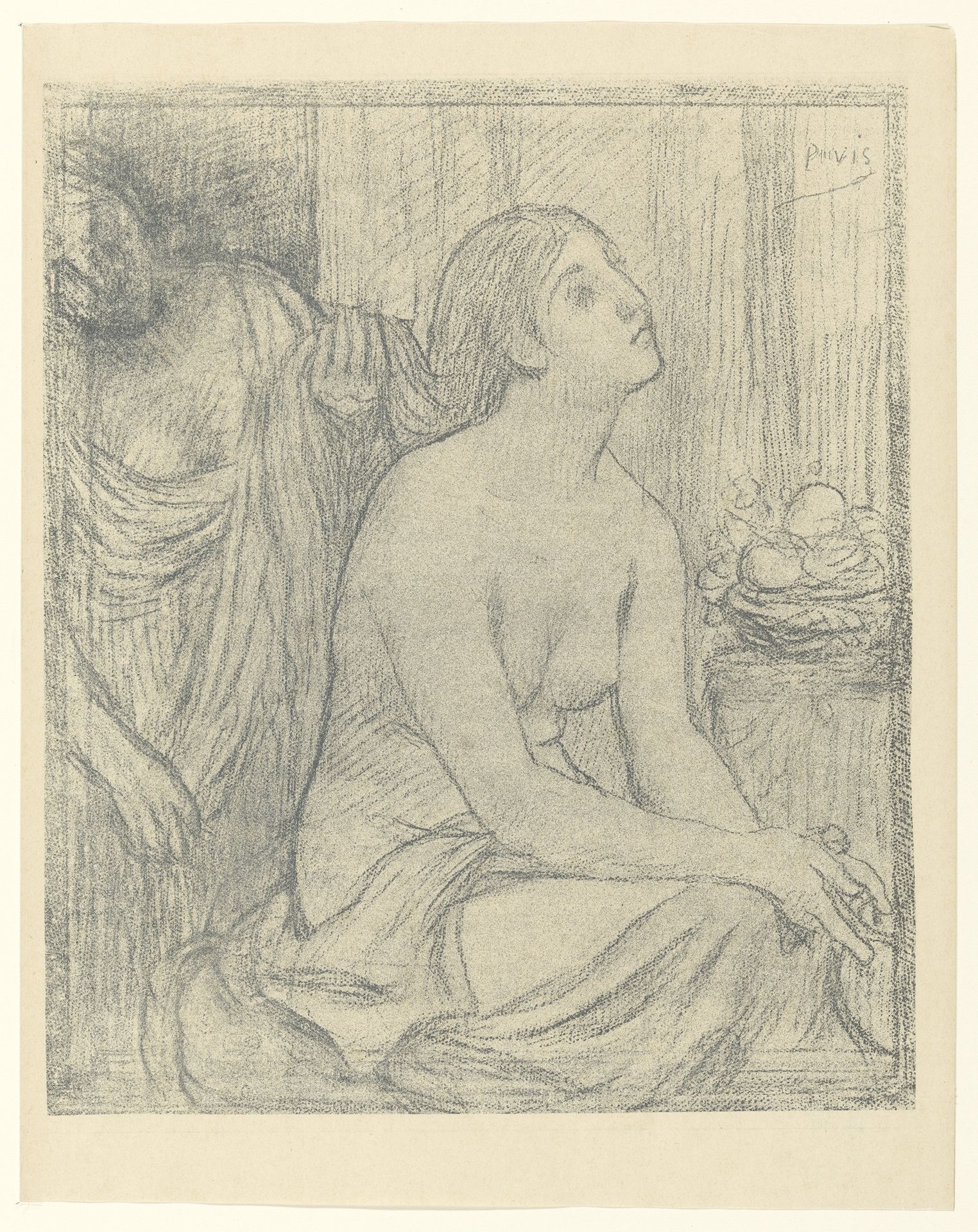 Vrouw aan haar toilet by Pierre Puvis de Chavannes