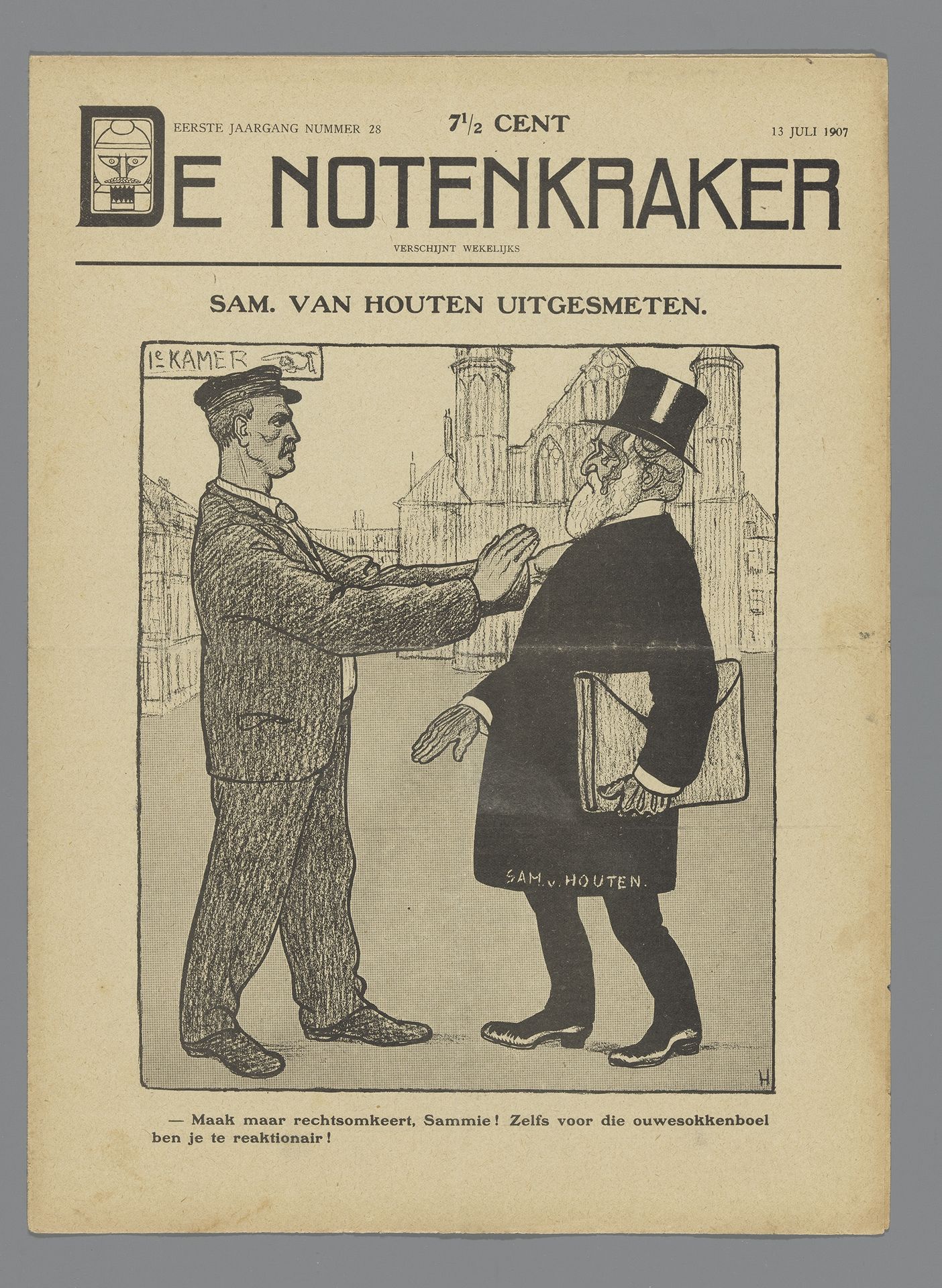 De Notenkraker, 13 juli 1907 / Sam. van Houten uitgesmeten by Albert (I) Hahn