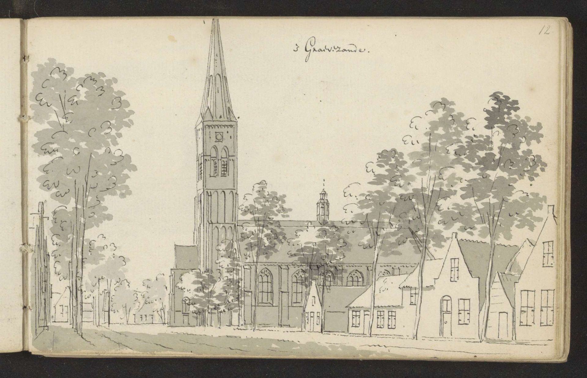 Dorpsgezicht met kerk te 's-Gravenzande by Abraham de (II) Haen