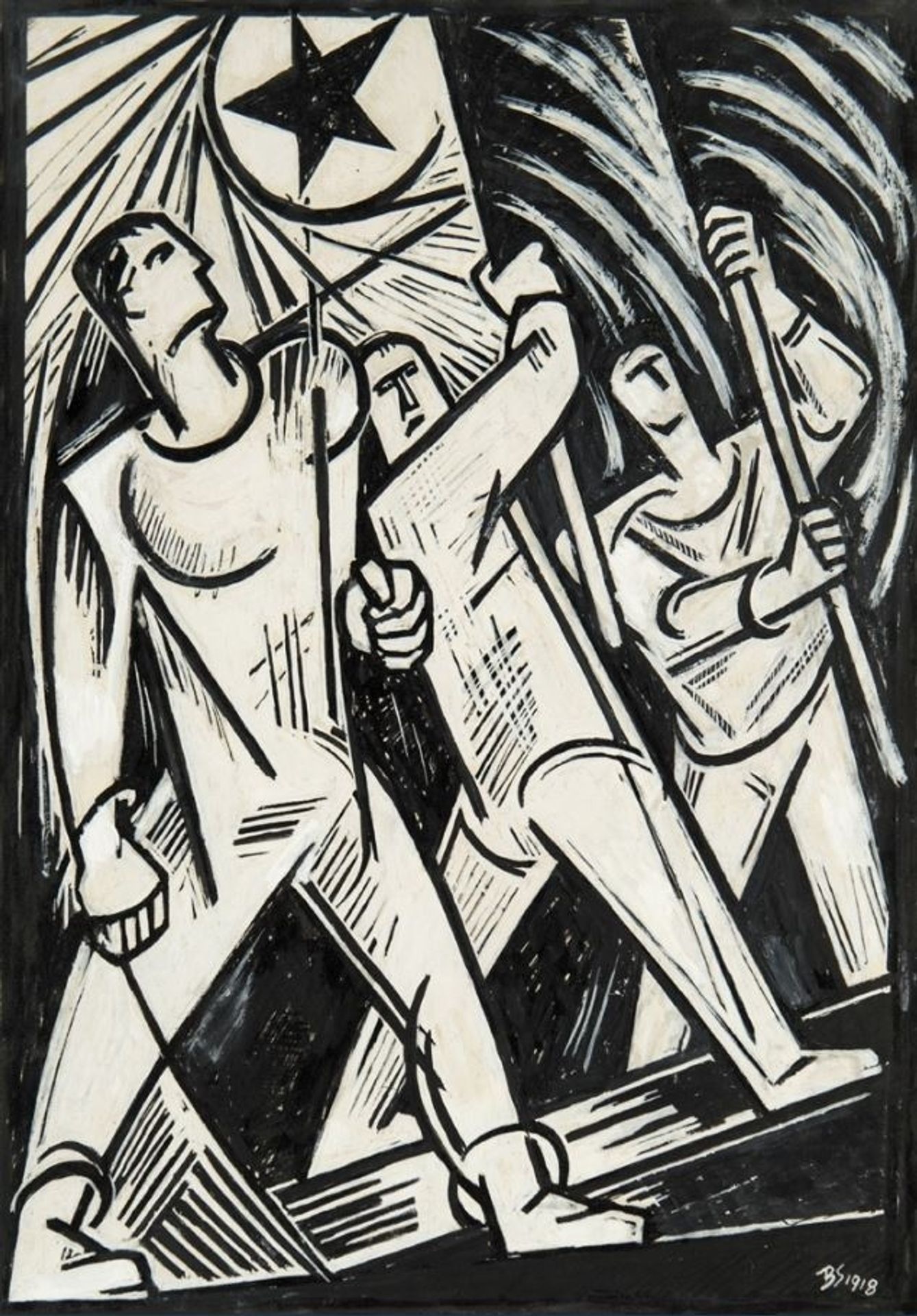 Bortnyik Sándor, Zászló Vivők 1918 by Sandor Bortnyik