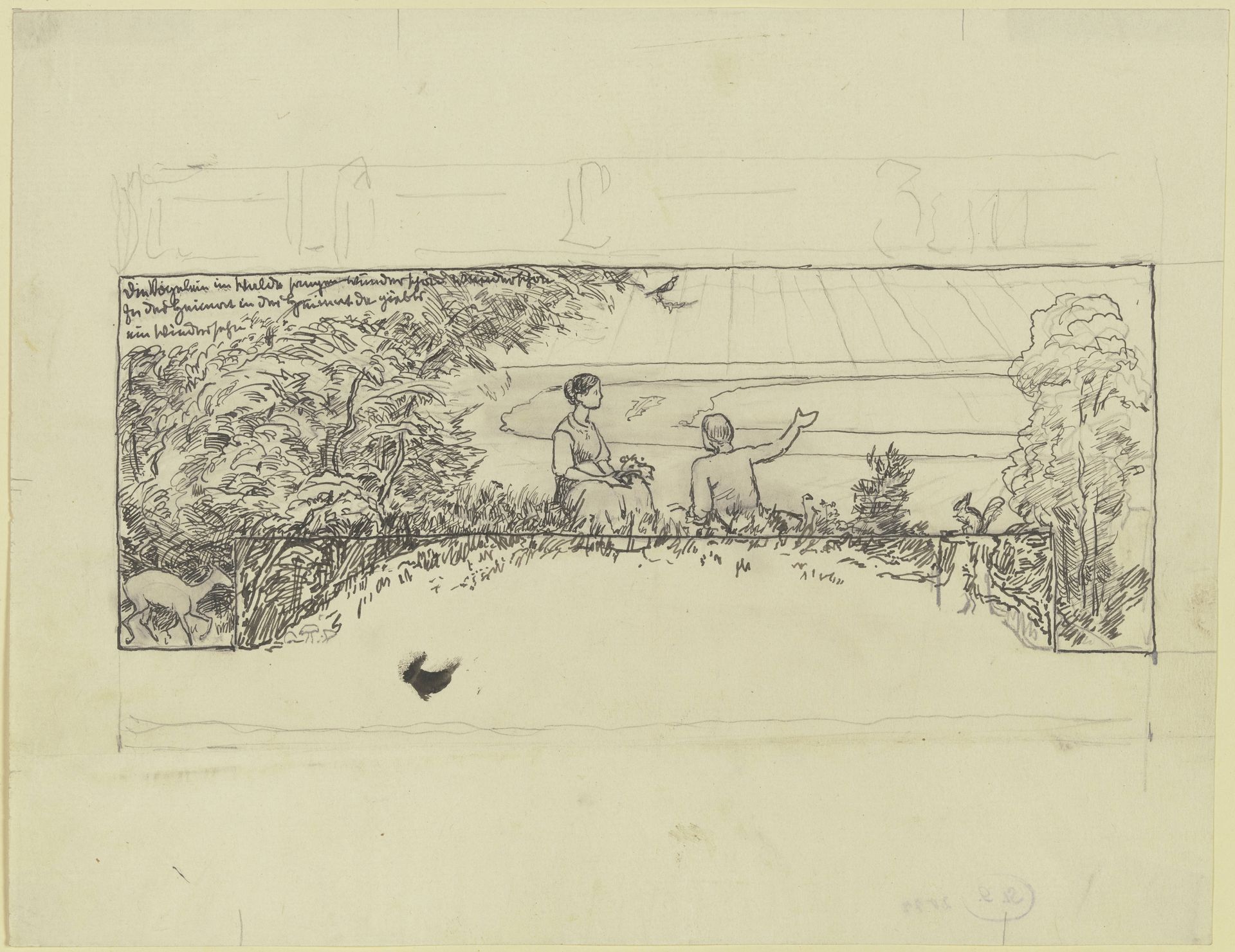 Die Vögelein im Walde (Kopf für eine Kriegszeitung) by Hans Thoma