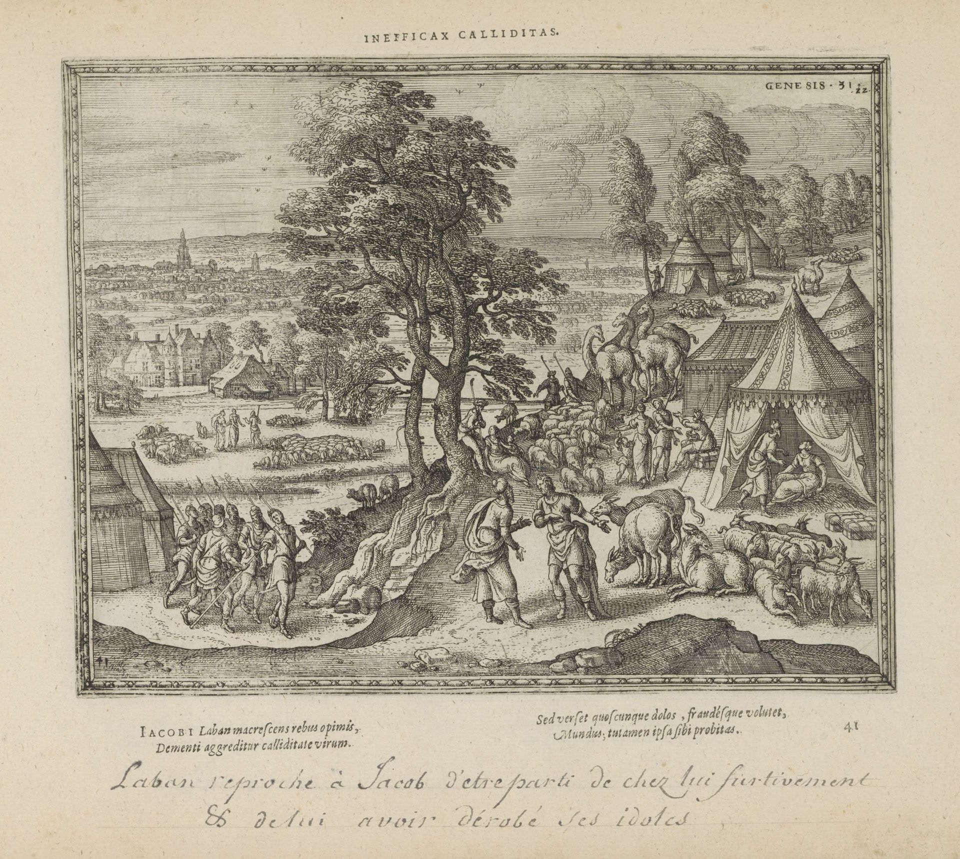 Jakob en Laban by Pieter van der (I) Borcht